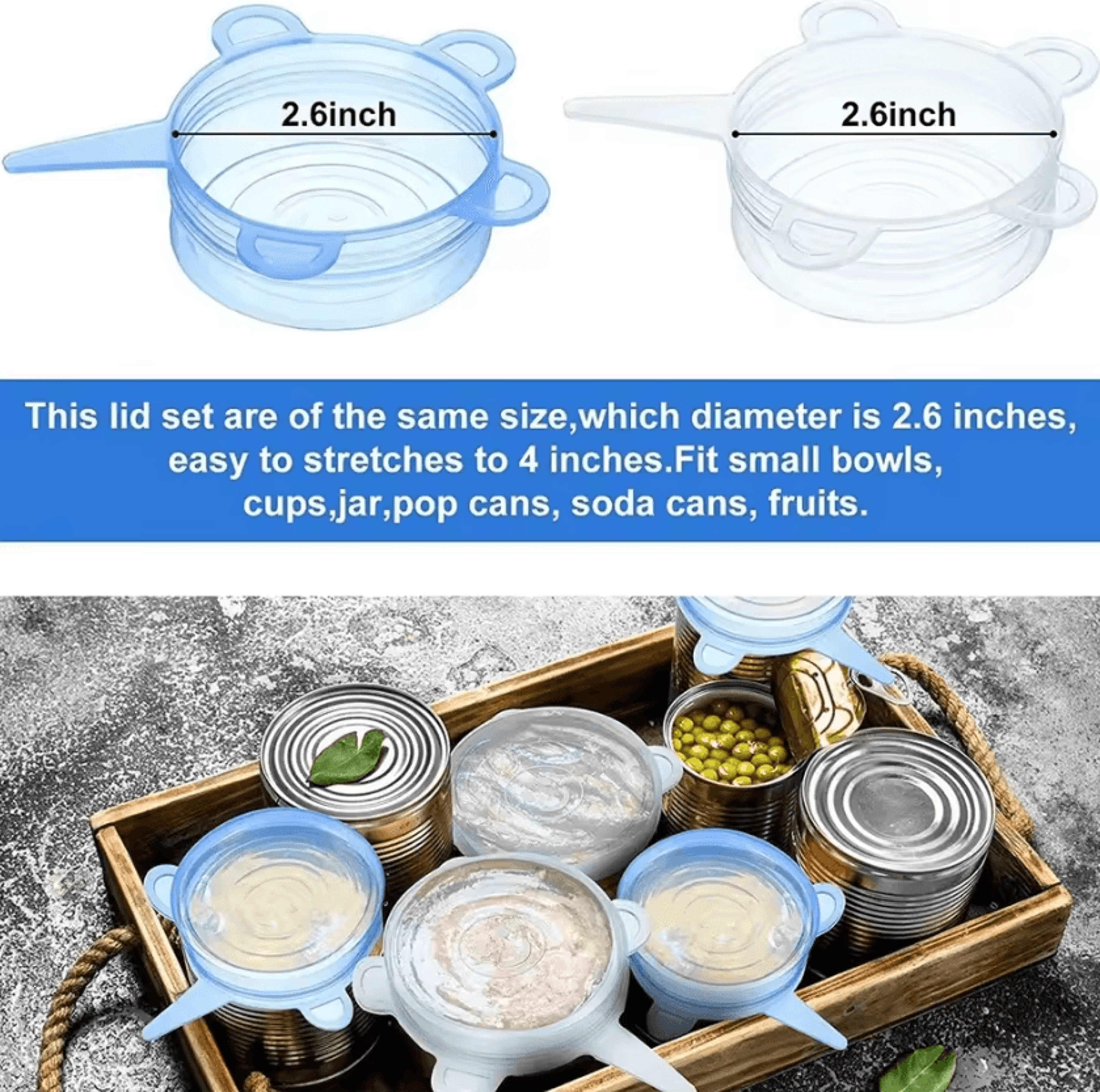 reusable silicone stretch lids for jars & bowls
