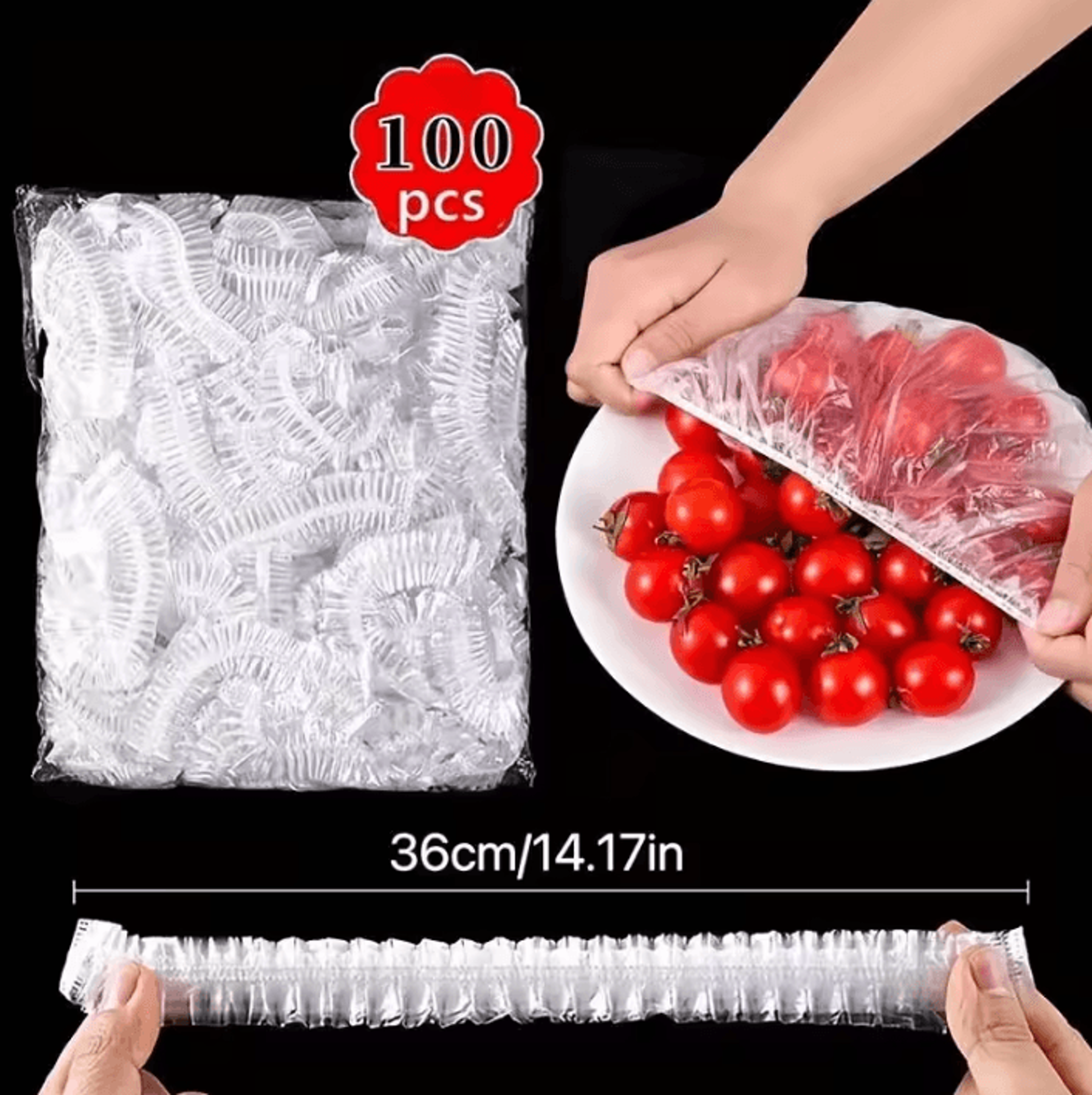 100-piece reusable elastic food cover set