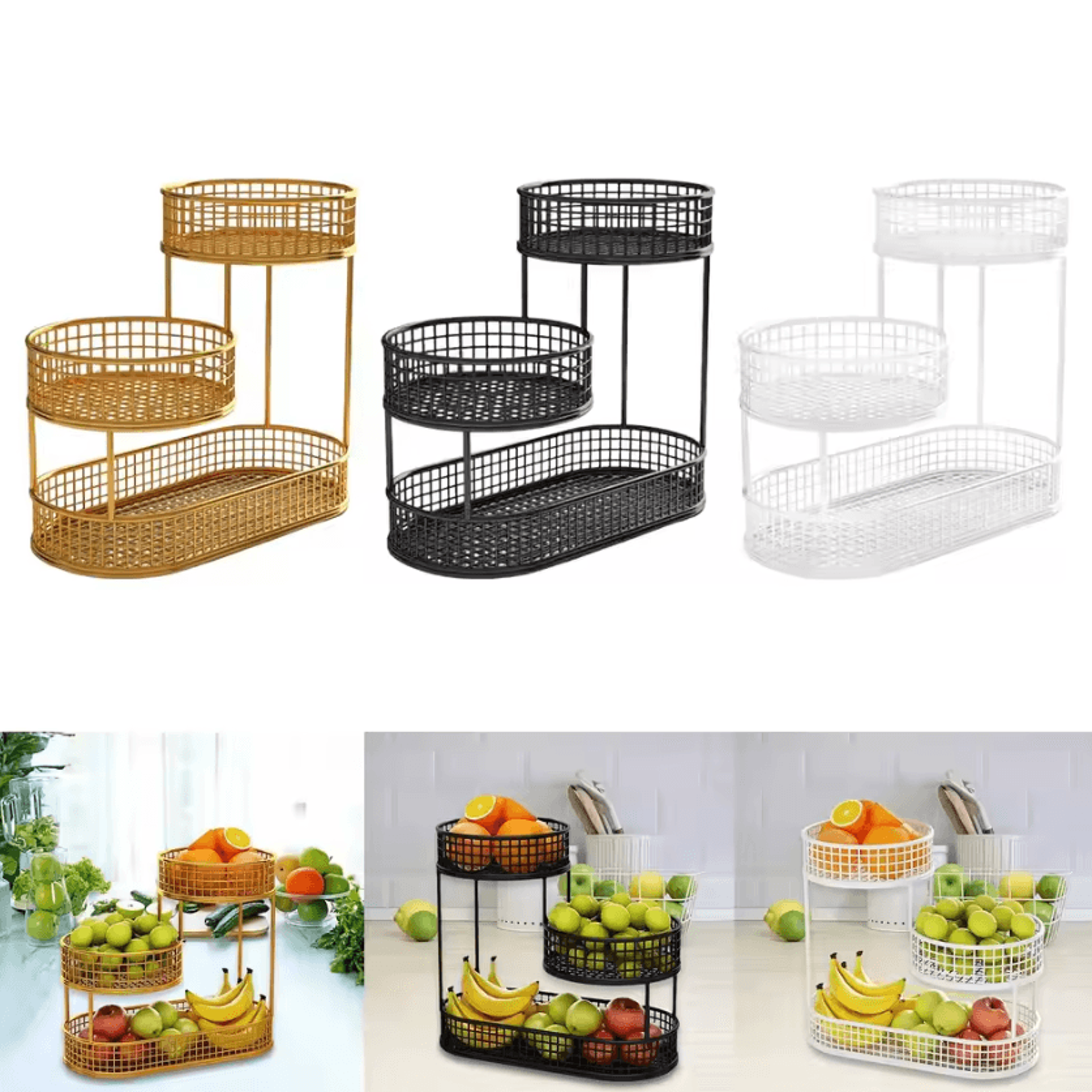 metal wire countertop fruit basket & serving stand