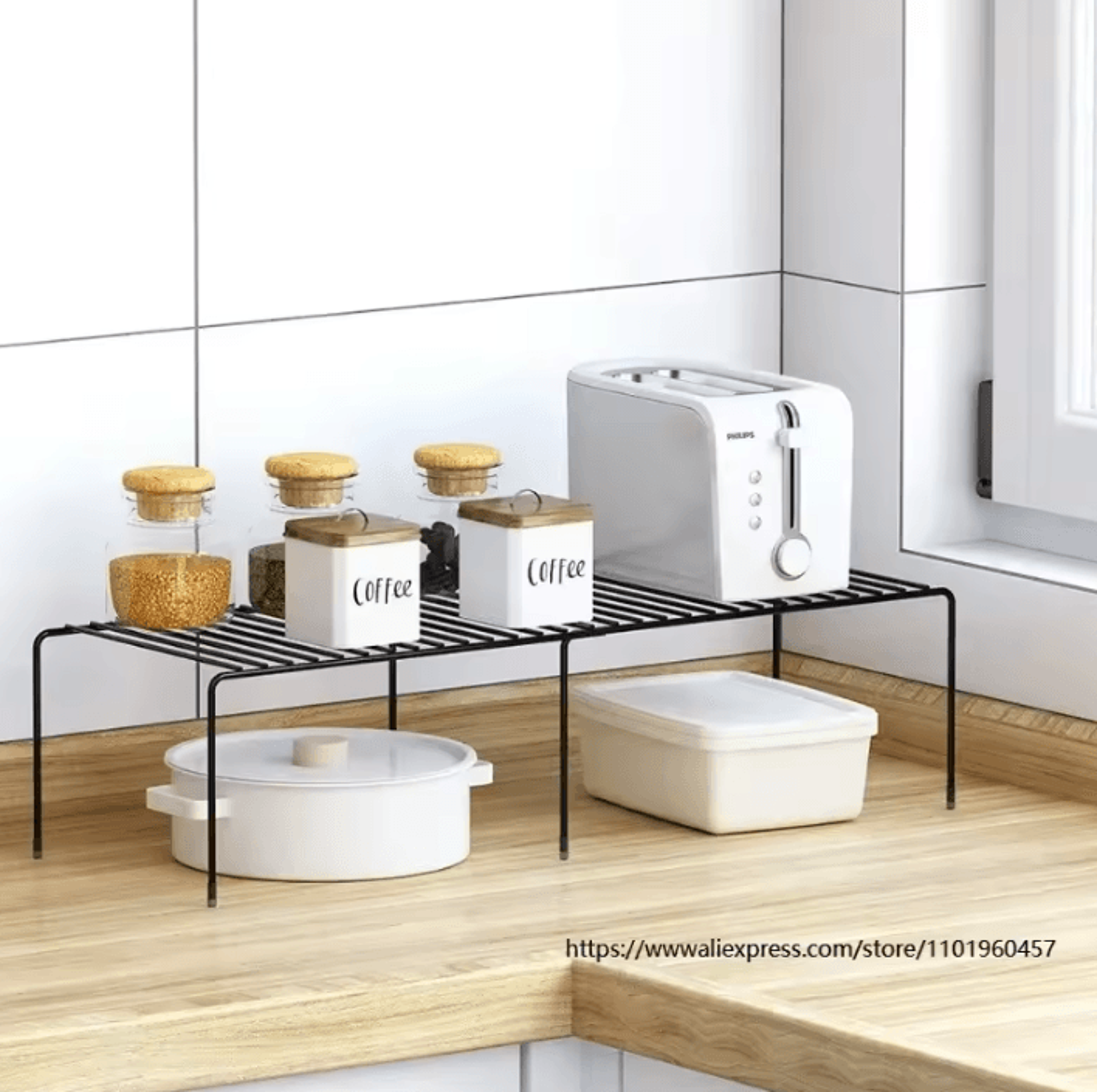 adjustable iron spice organizer & multi-purpose storage shelf