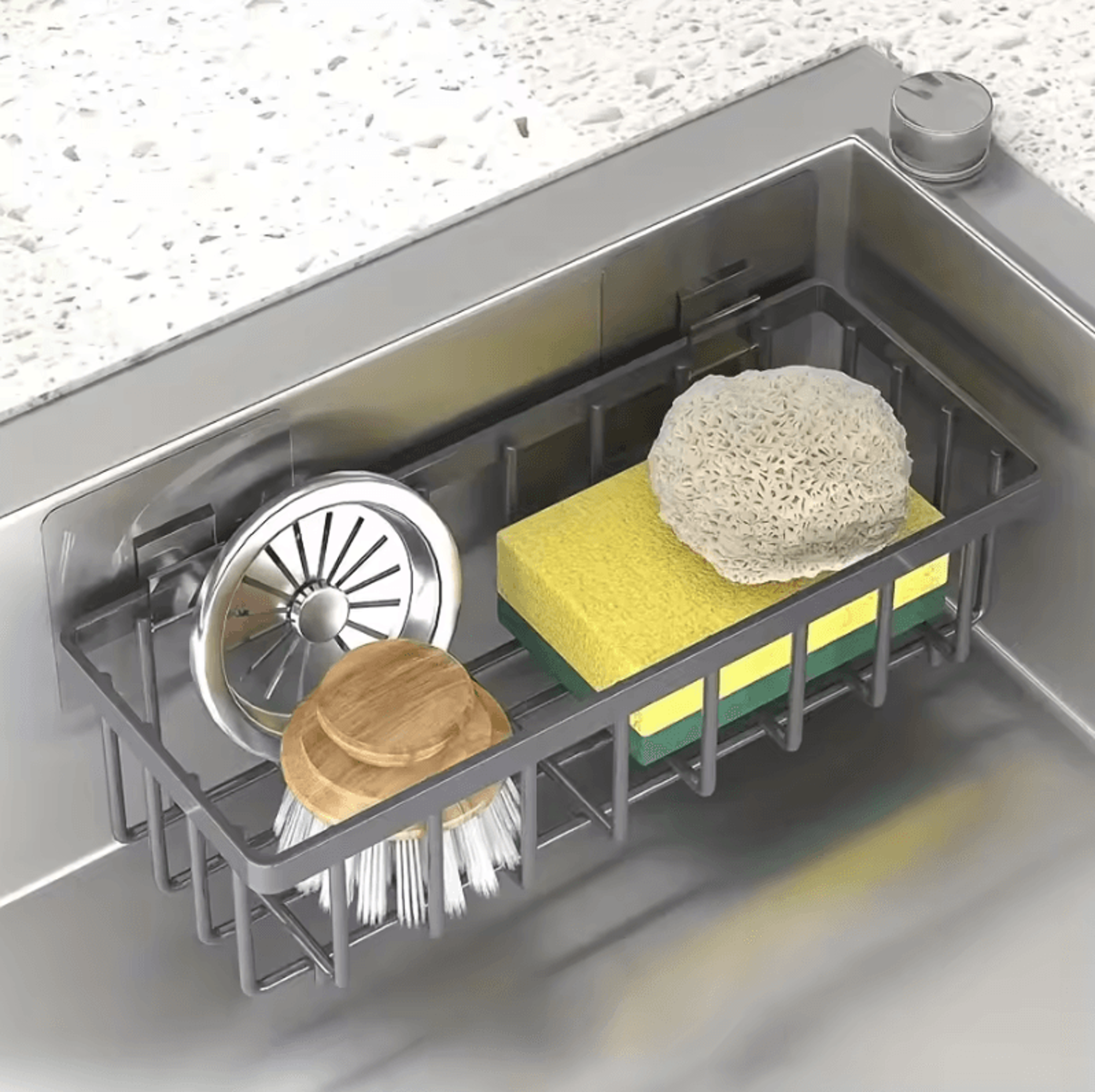 large-capacity self-draining sink organizer rack