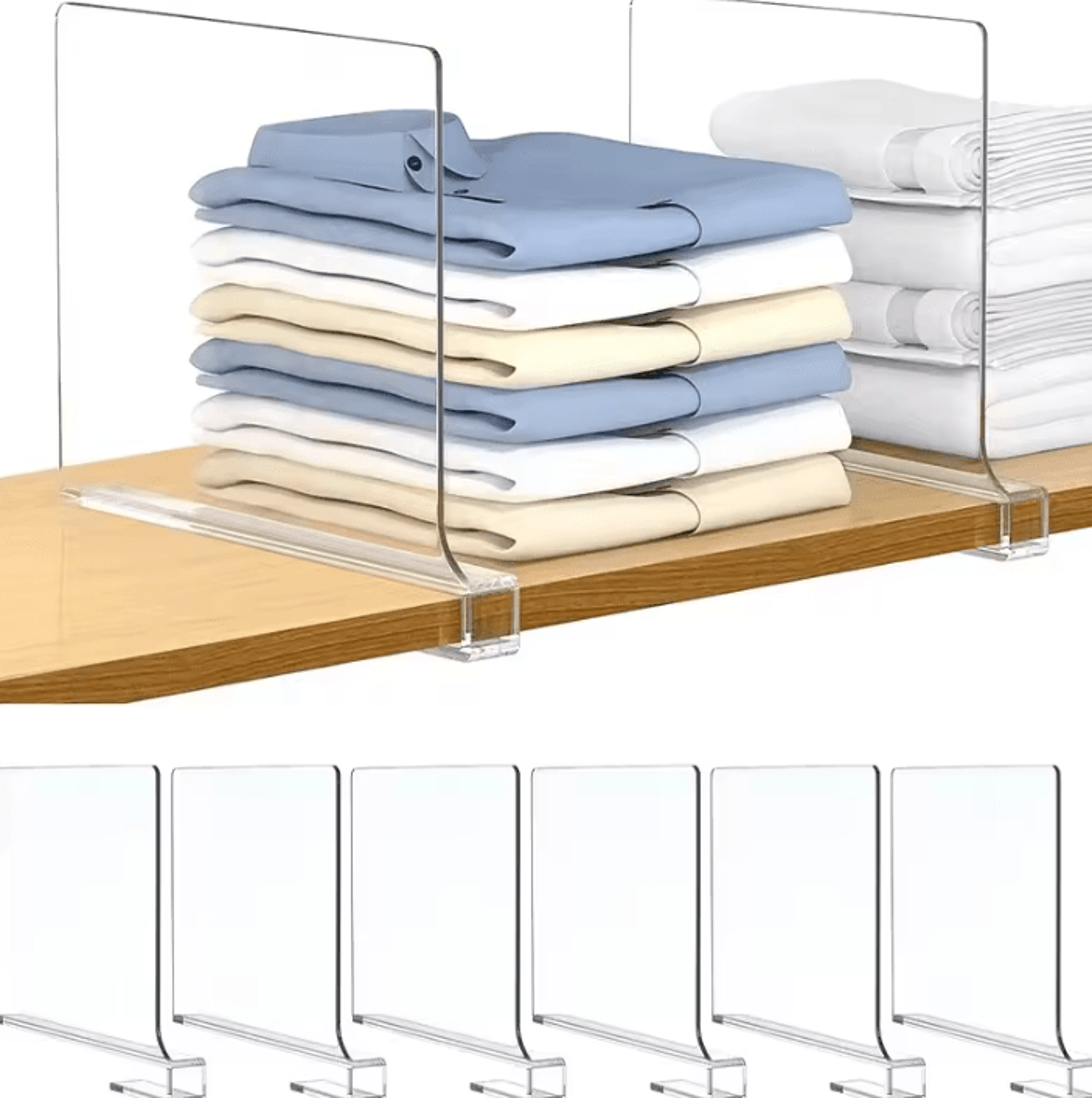 transparent closet shelf dividers for wardrobe organization