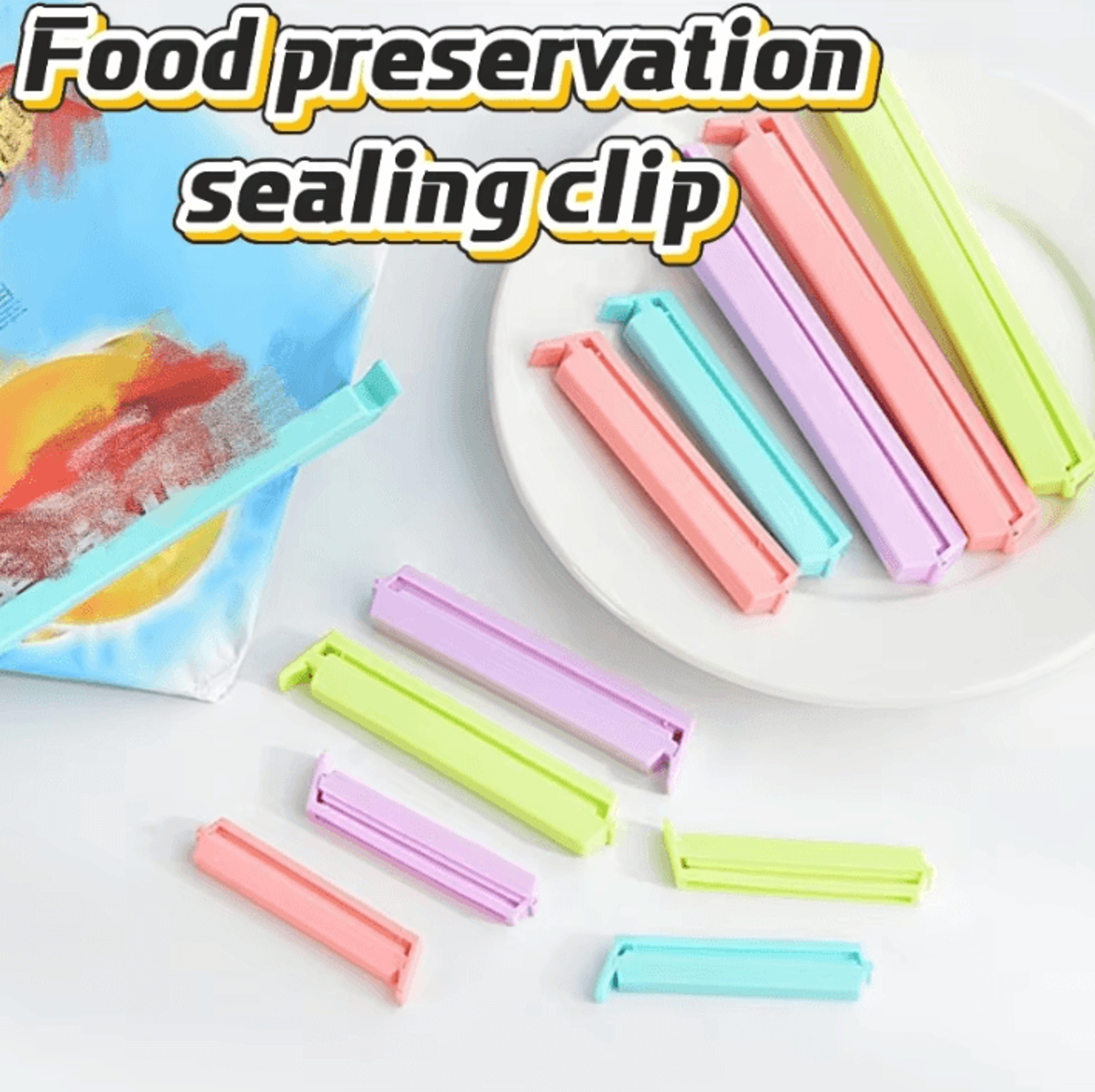 12-piece food bag sealing clips set