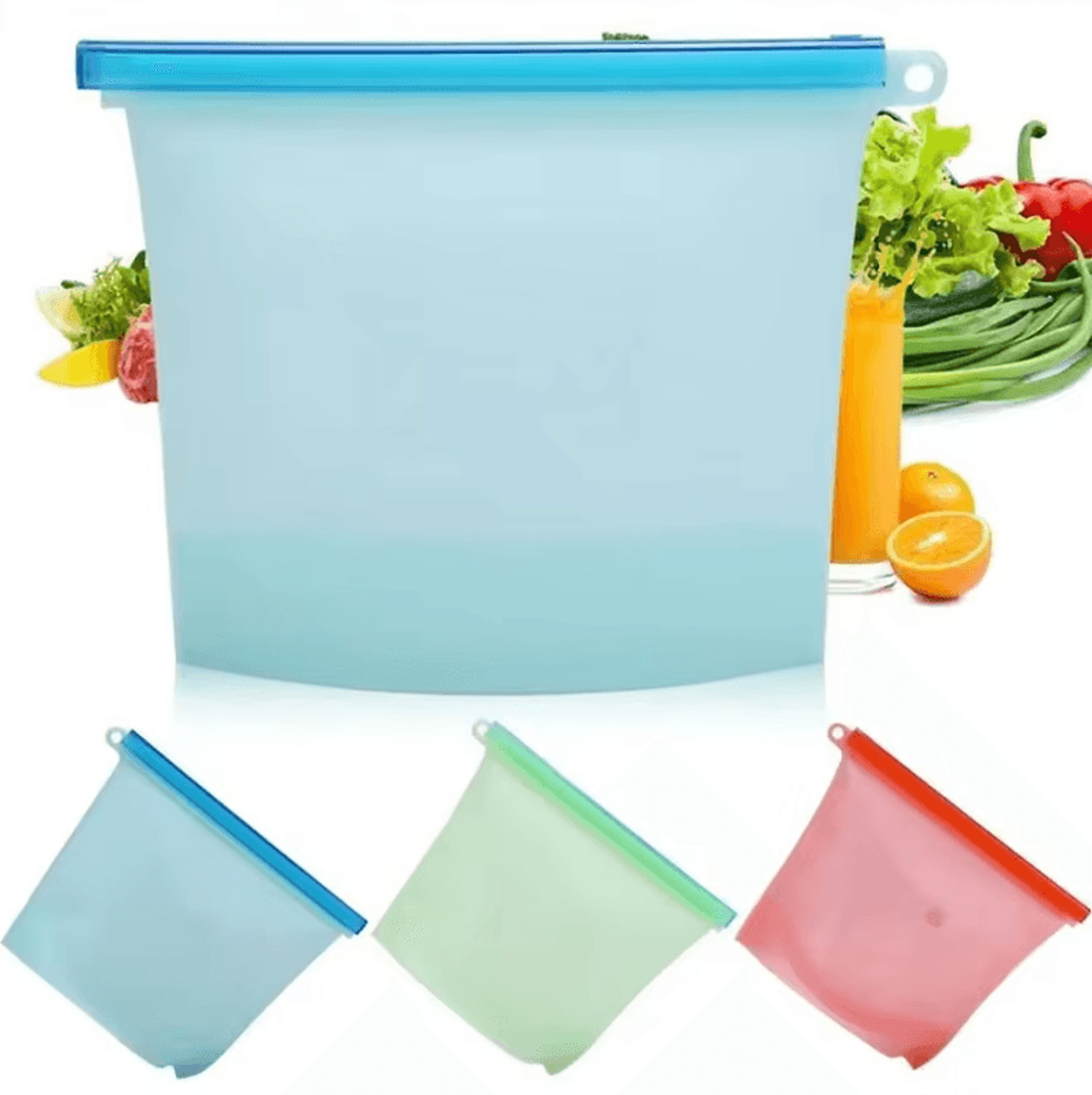 reusable silicone food storage bag set