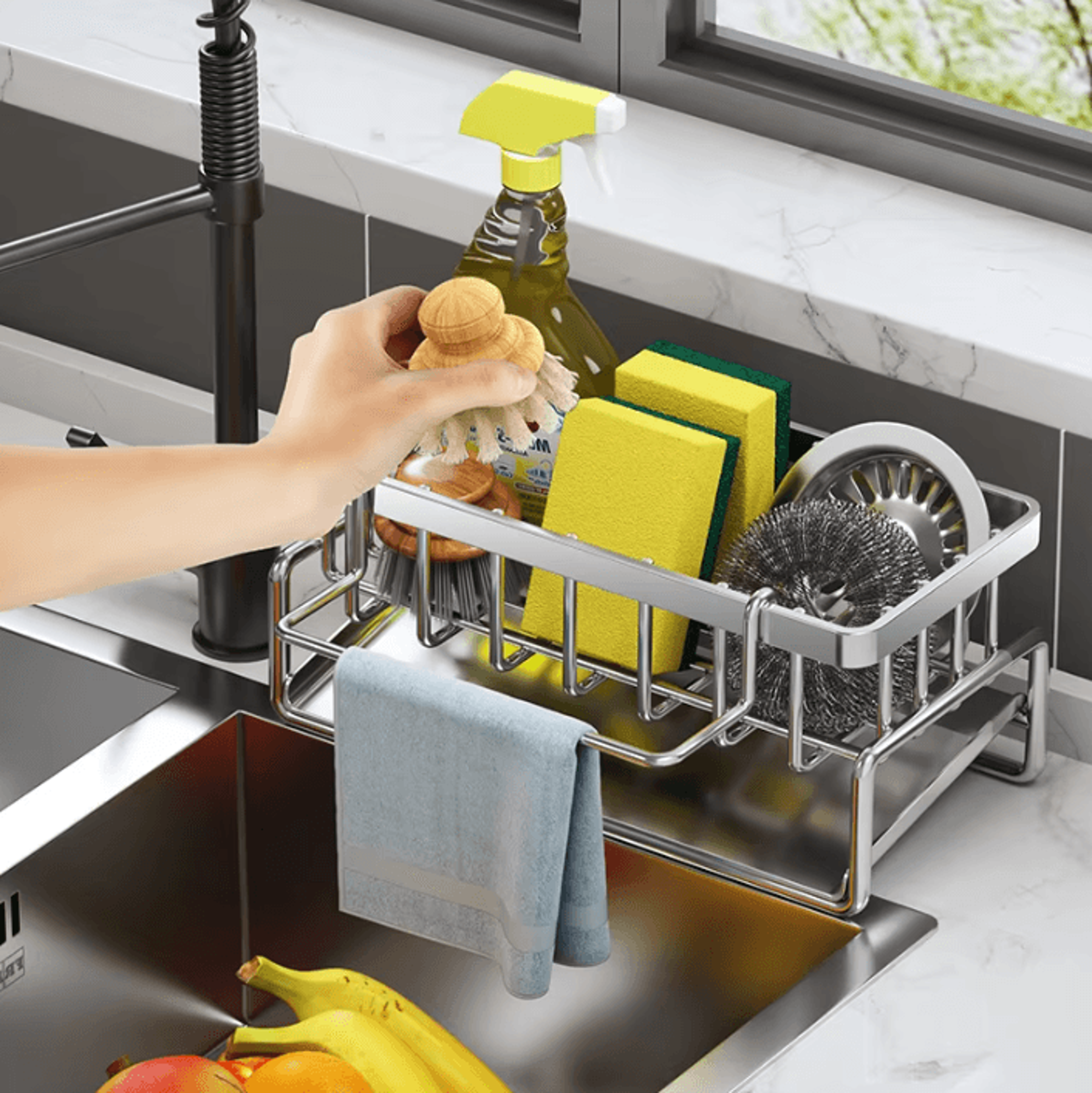 stainless steel faucet sink organizer rack