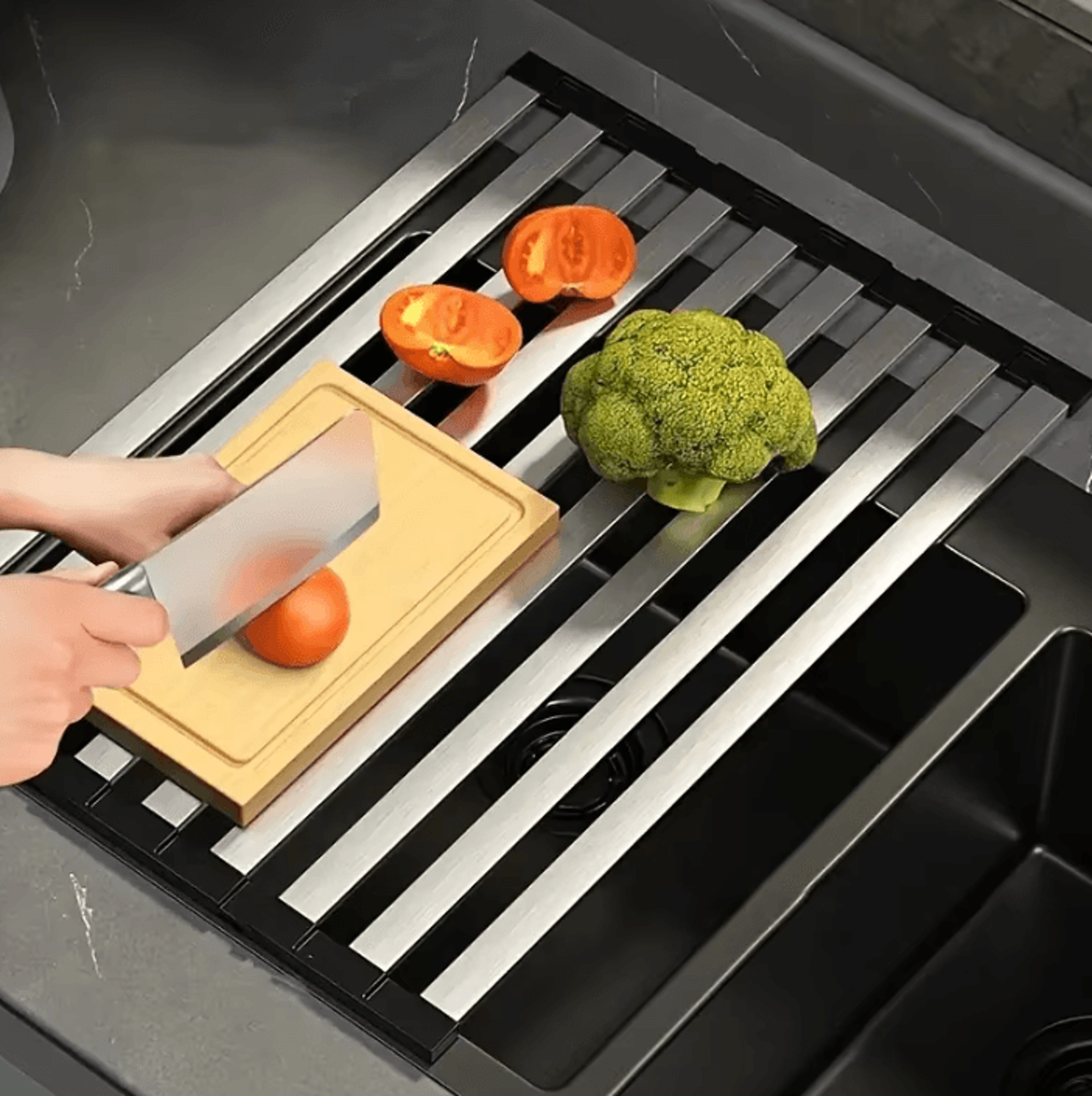 foldable 304 stainless steel sink drain rack for dish drying & kitchen organization