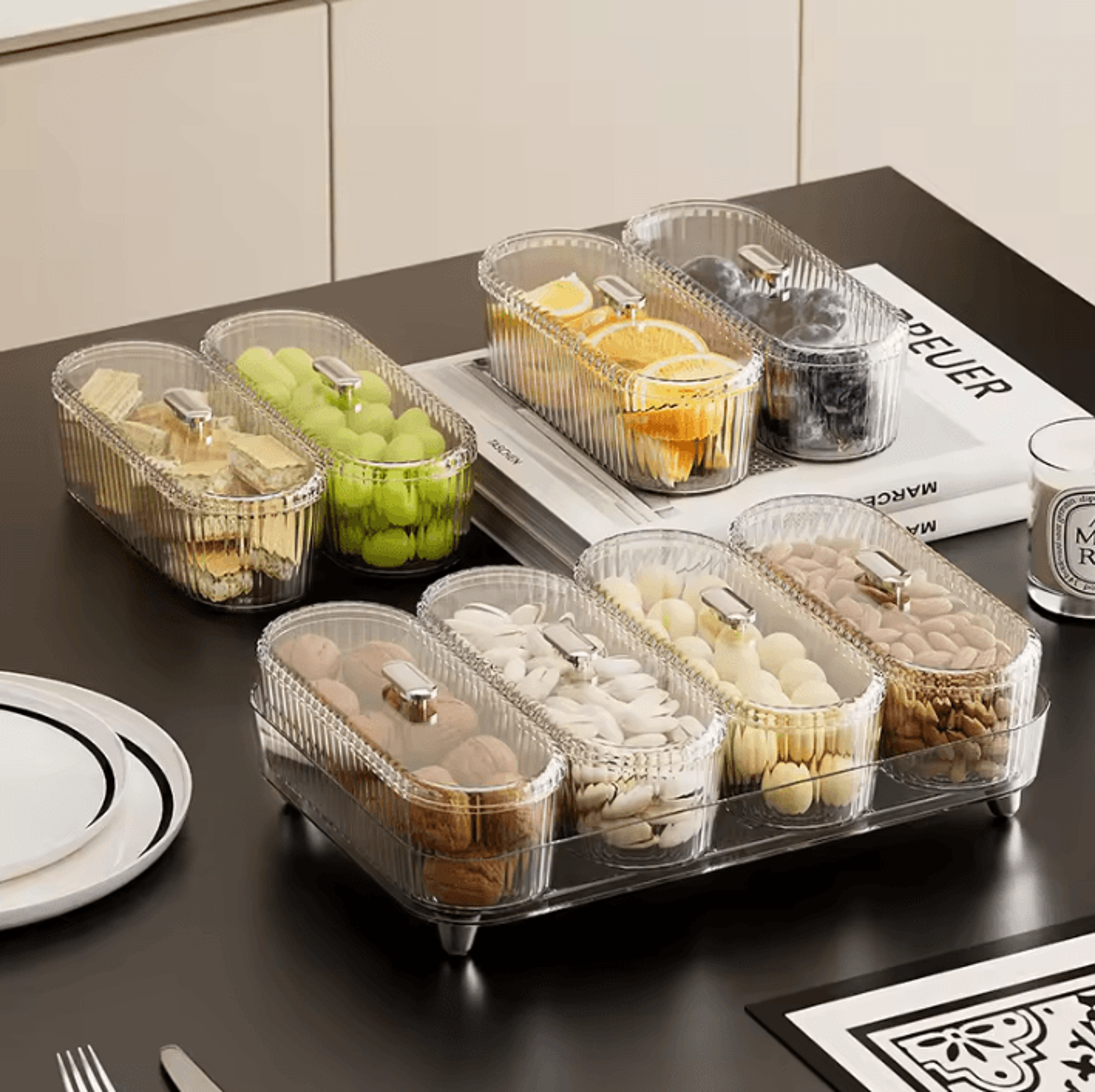 elegant covered fruit & snack bowl for living room coffee table & kitchen
