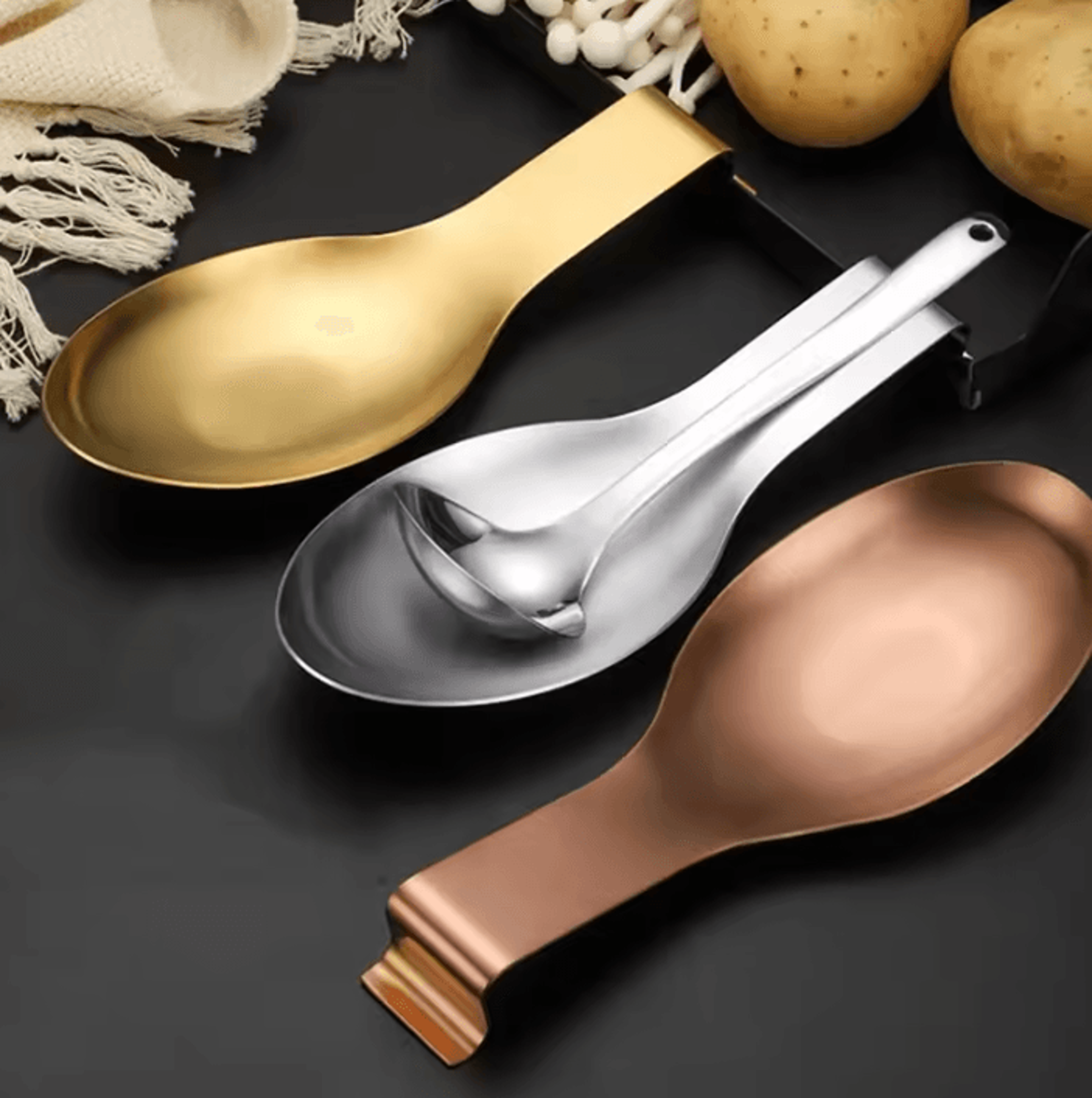 fish-shaped stainless steel spoon rest & utensil holder for mess-free cooking