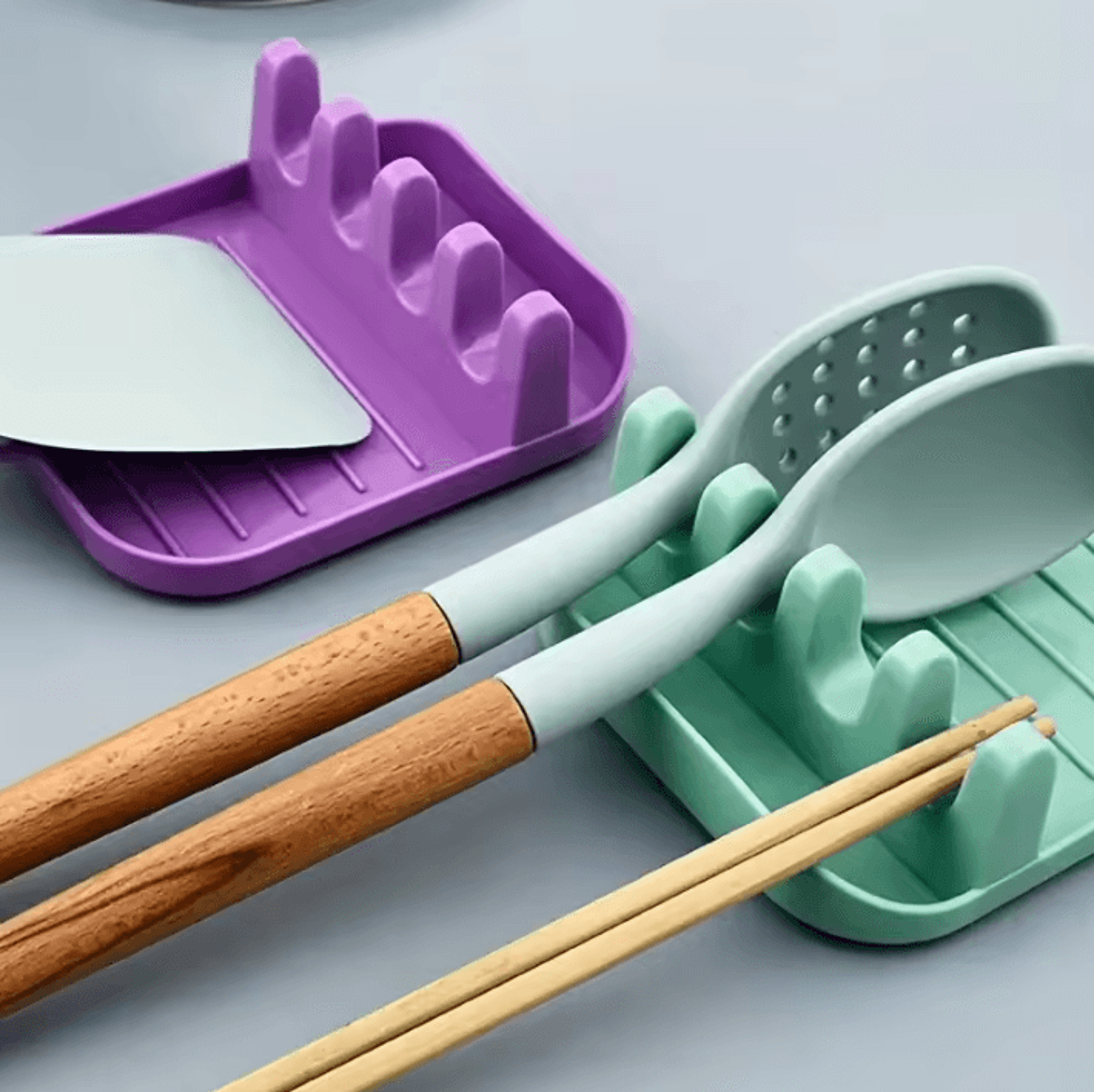 all-in-one spoon rest & pot lid organizer for a cleaner, more organized kitchen