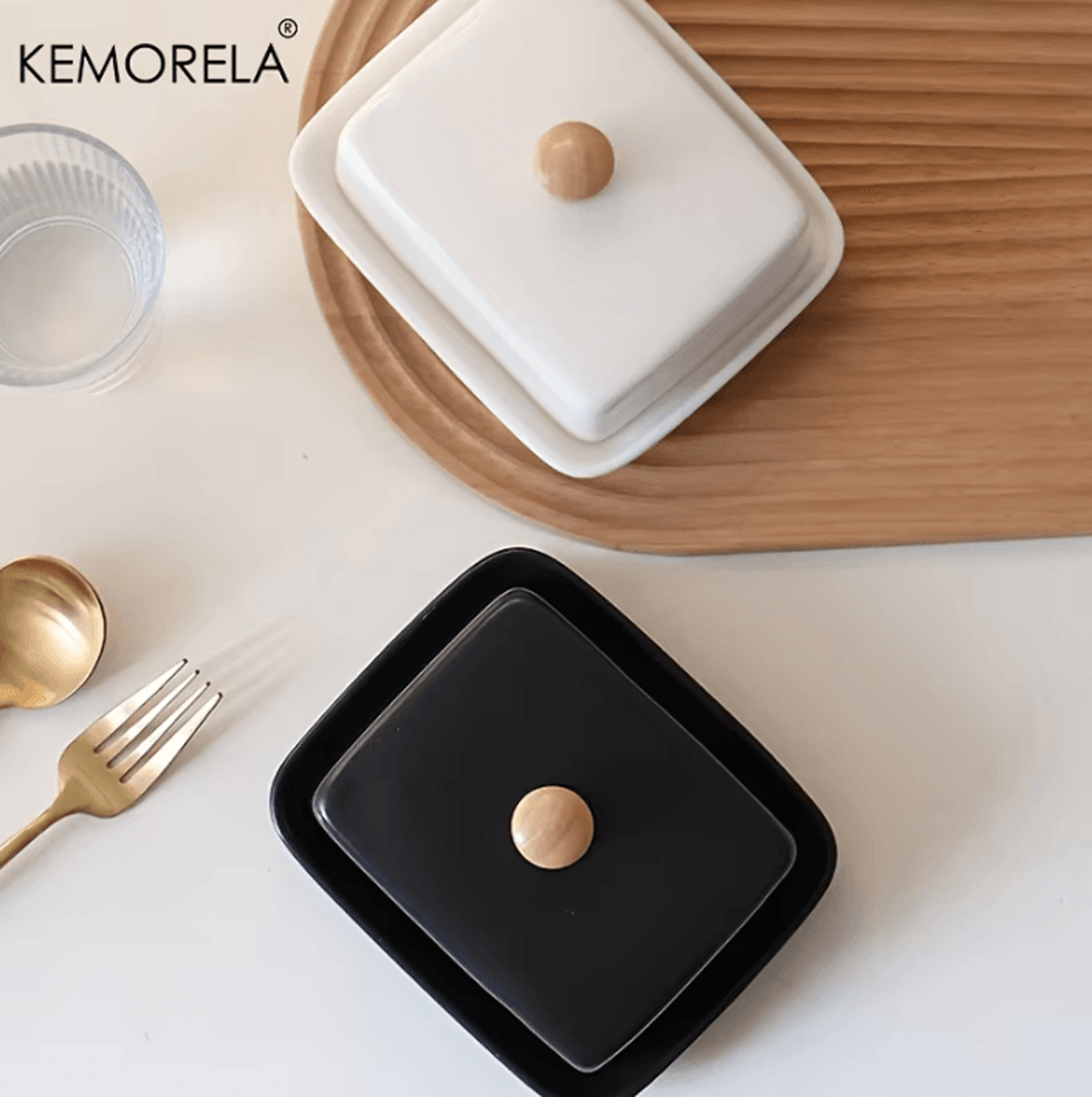 elegant ceramic butter dish with lid for fresh butter & cheese storage