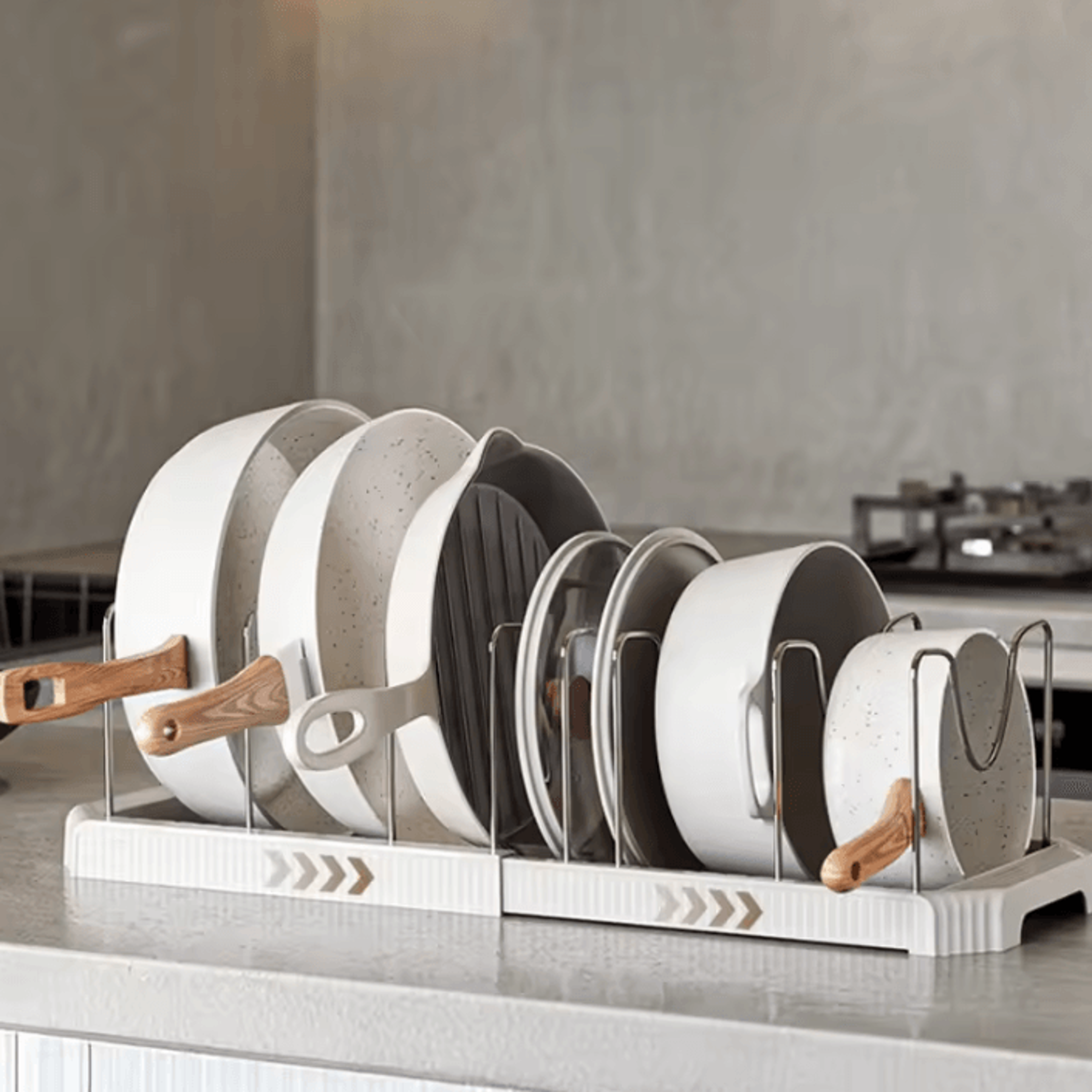 retractable cabinet shelf organizer for bowls, pots & kitchen storage