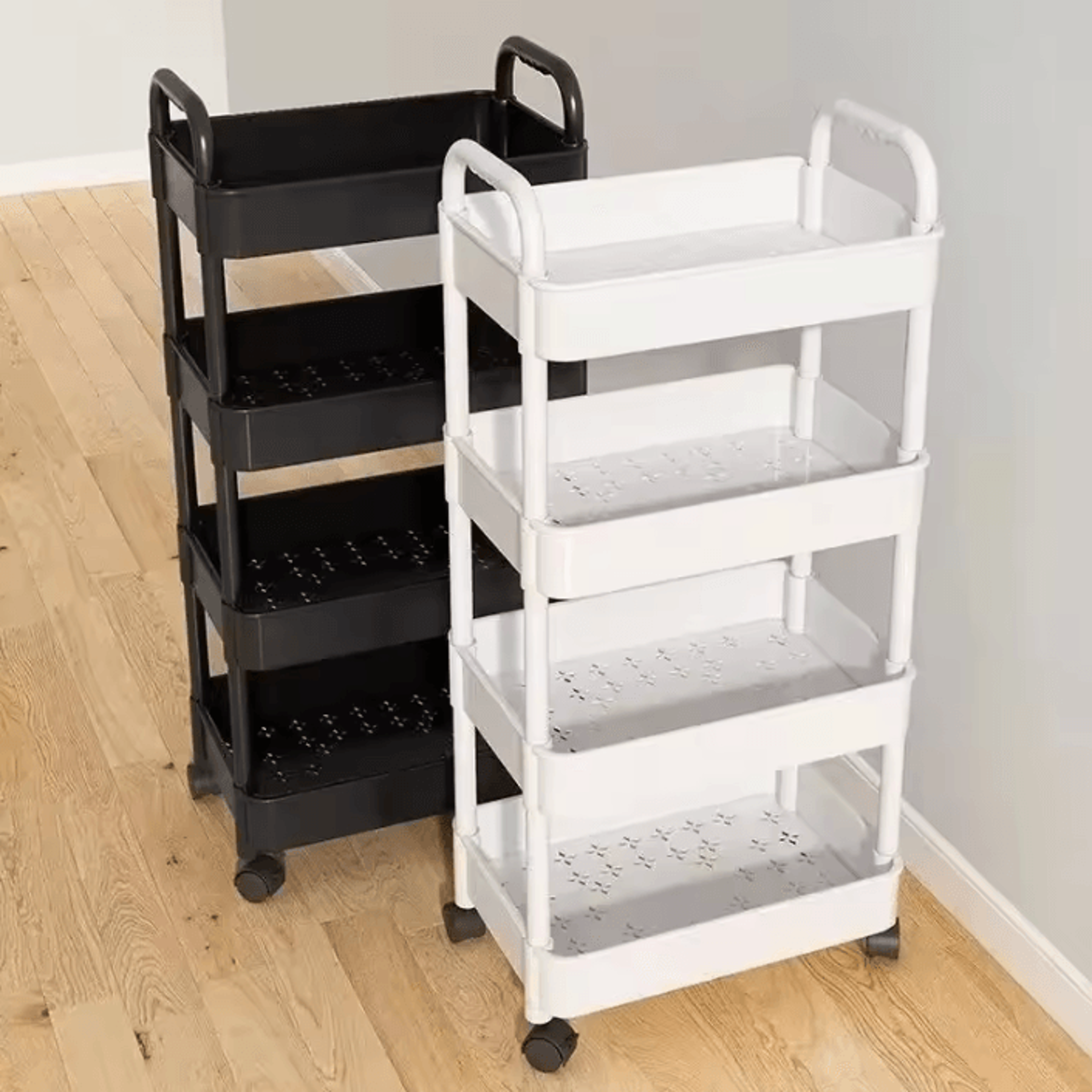 3/4 layer rolling utility cart, bathroom storage rack with wheels,bathroom storage organizer, multi-purpose utility cart