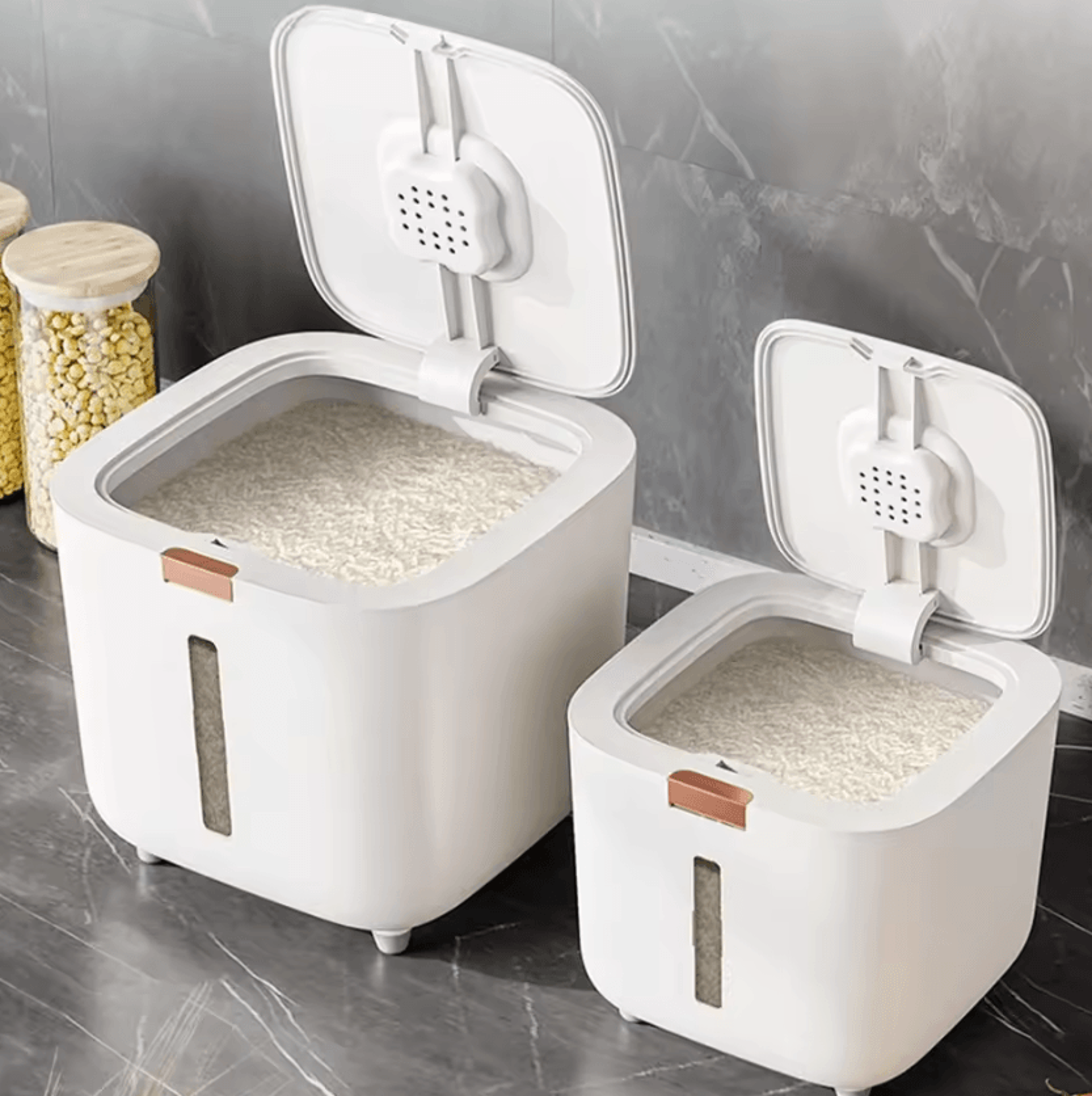 airtight rice storage container with lid for grain, cereal & pantry organization