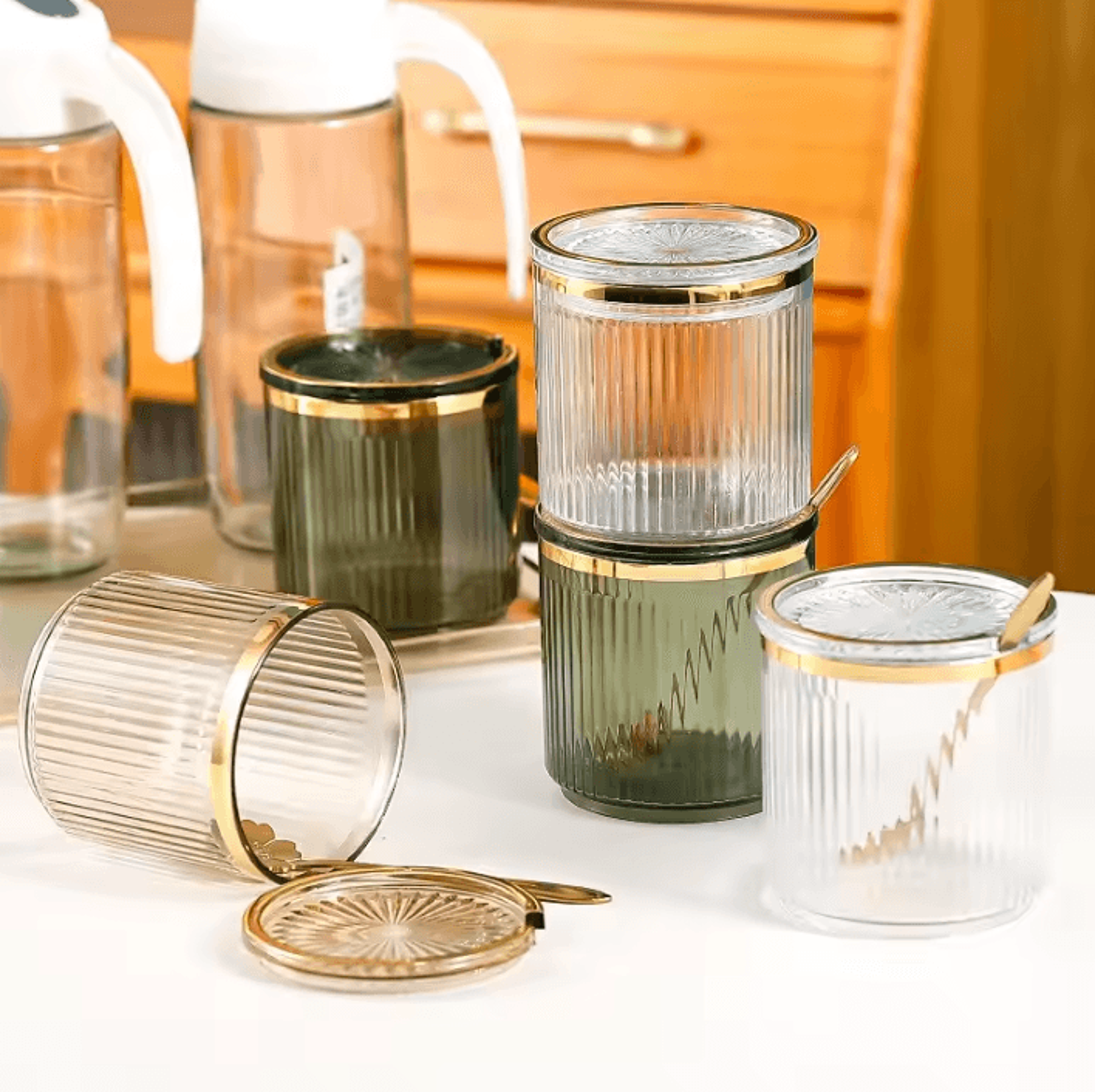 seasoning jar with spoon for convenient spice & condiment storage