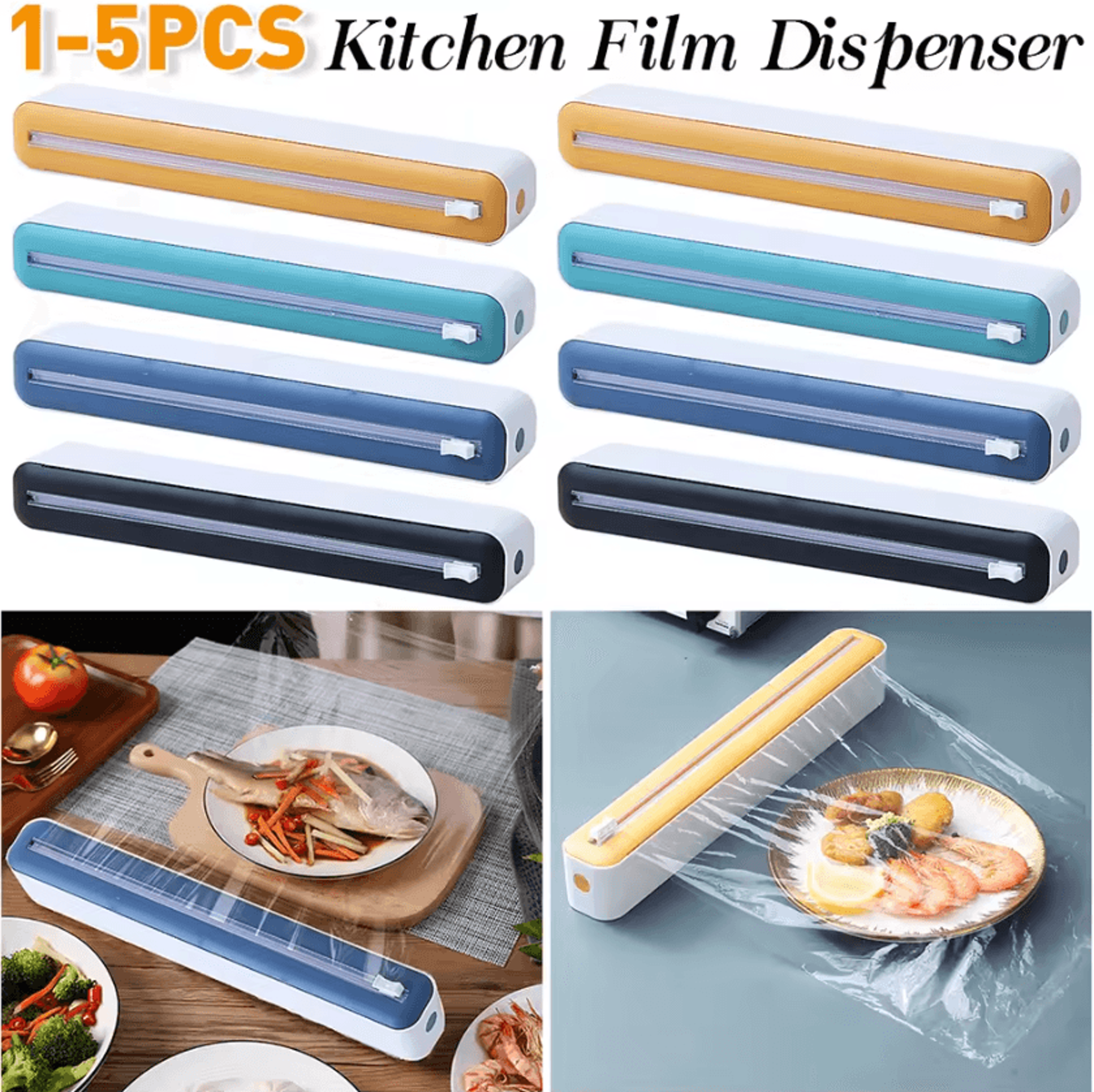 refillable cling film wrap dispenser with slide cutter for easy food storage