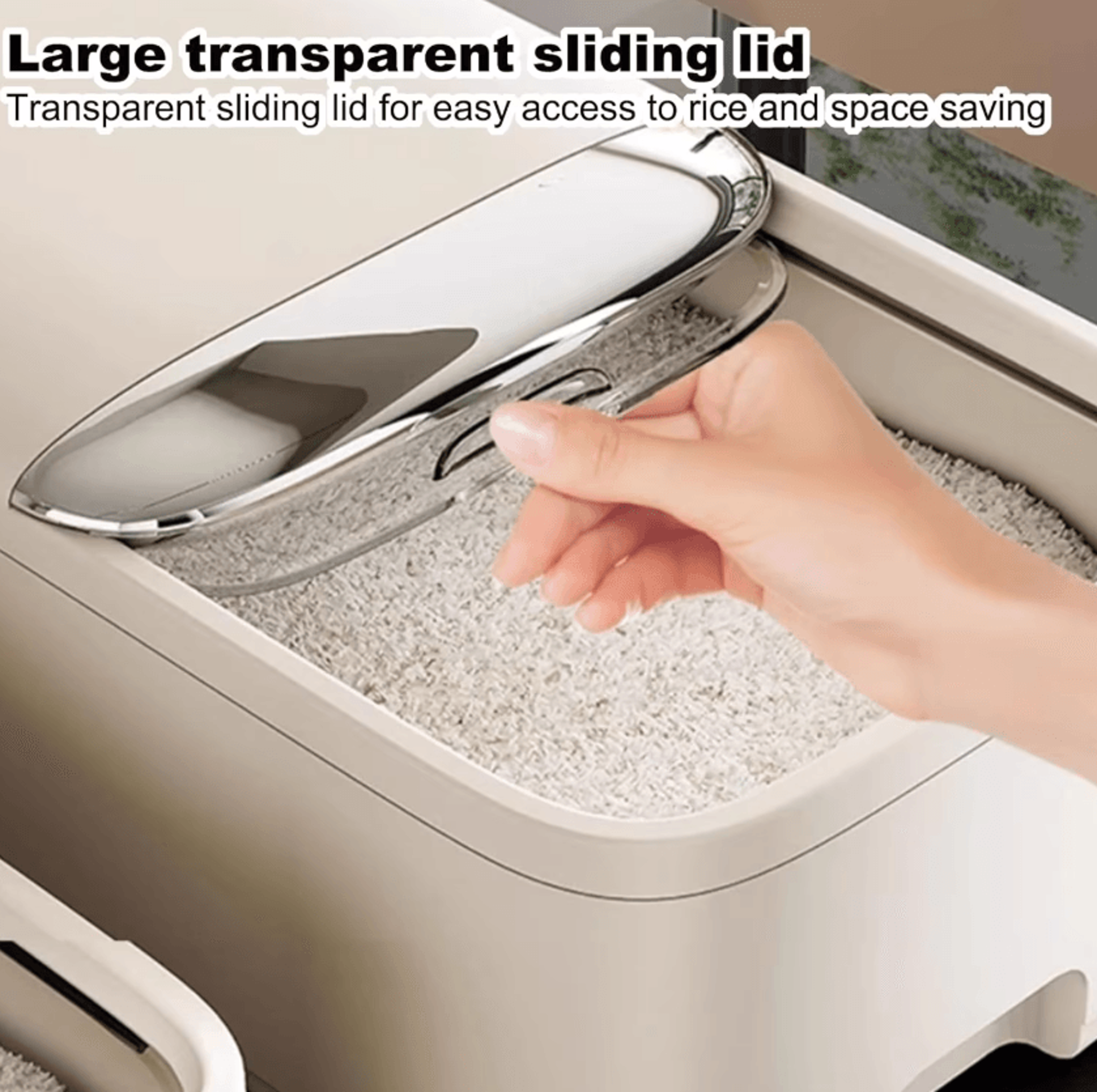 large capacity airtight rice & grain storage container with measuring cup