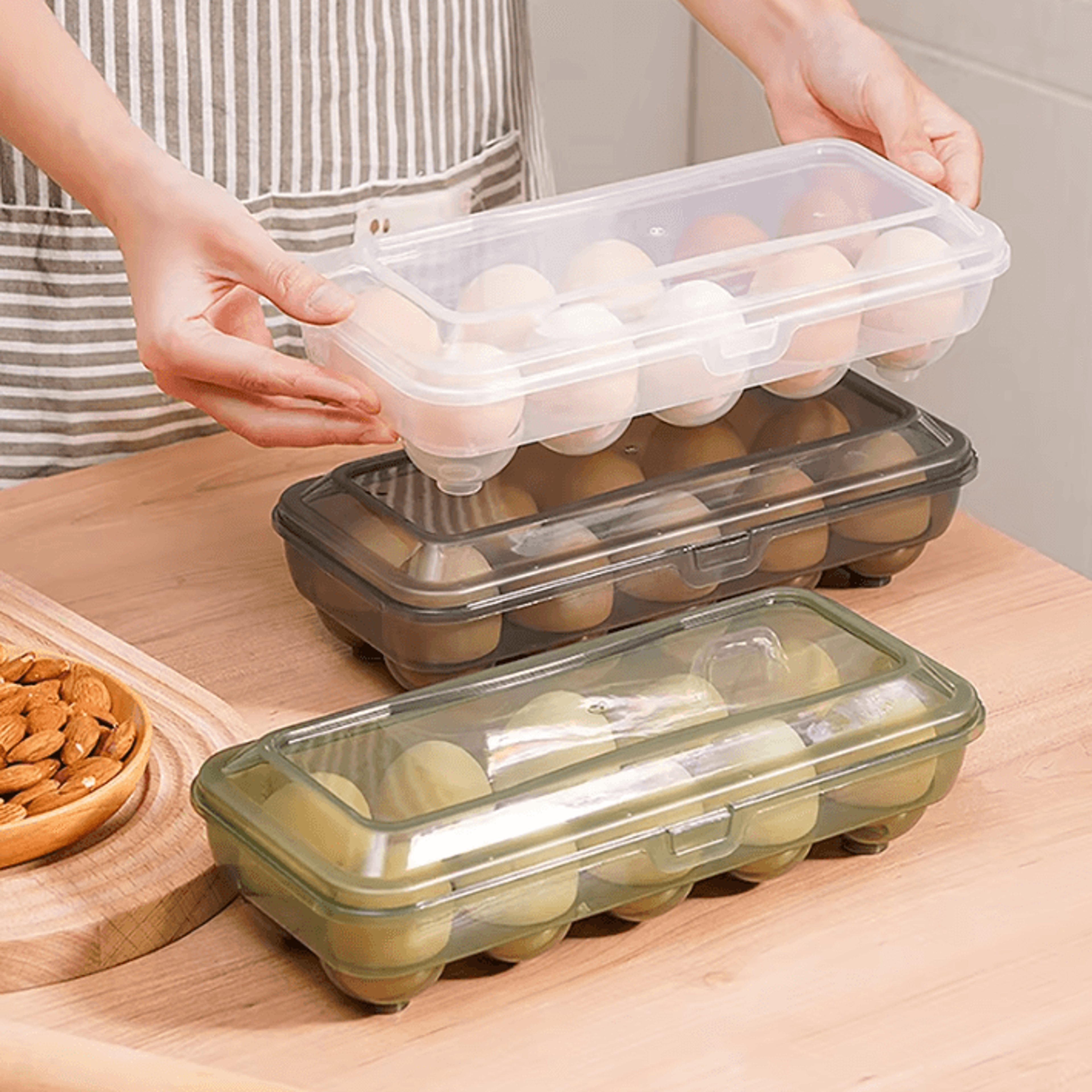 transparent egg storage container for refrigerator organization & fresh egg protection