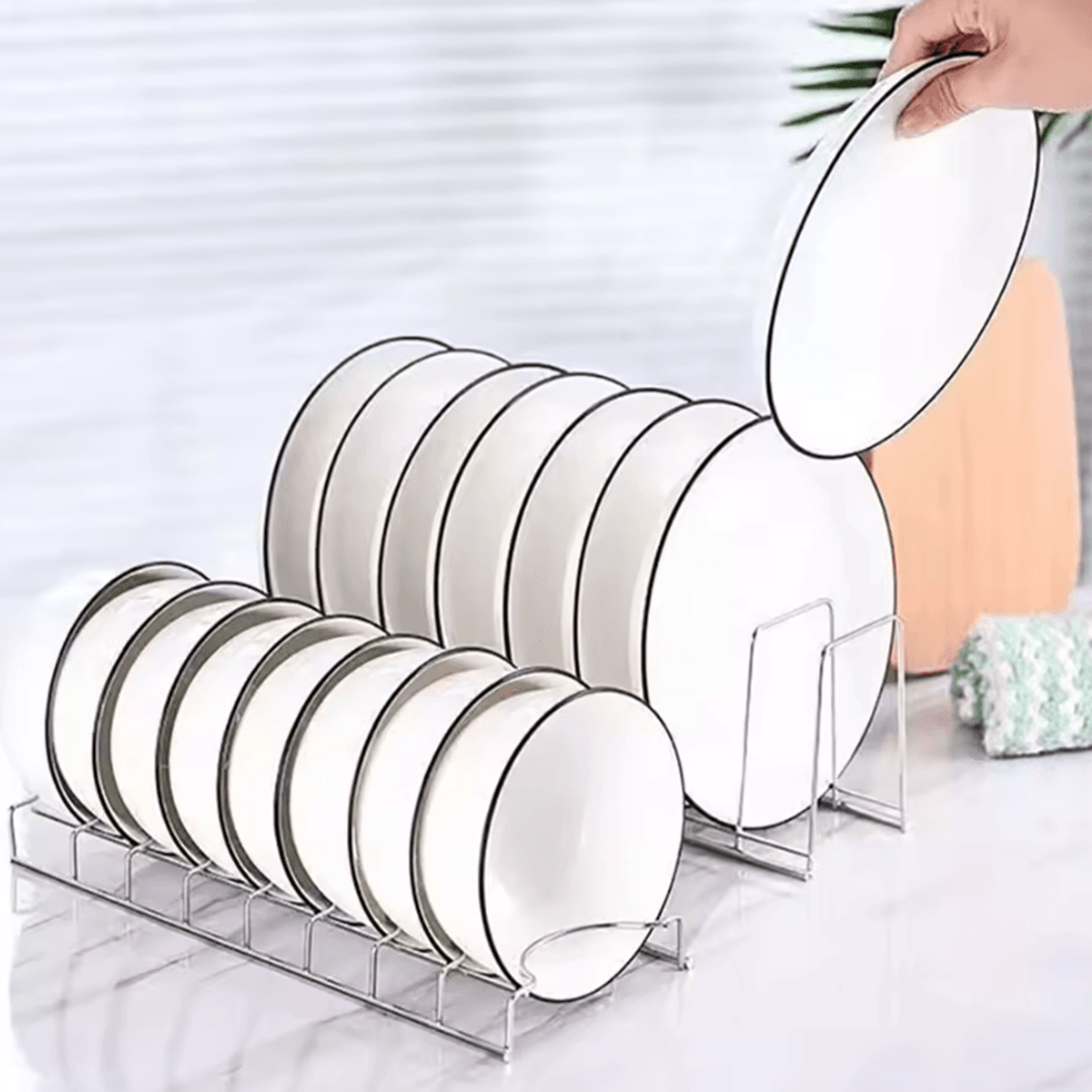stainless steel dish draining rack for plates, bowls & space-saving kitchen organization