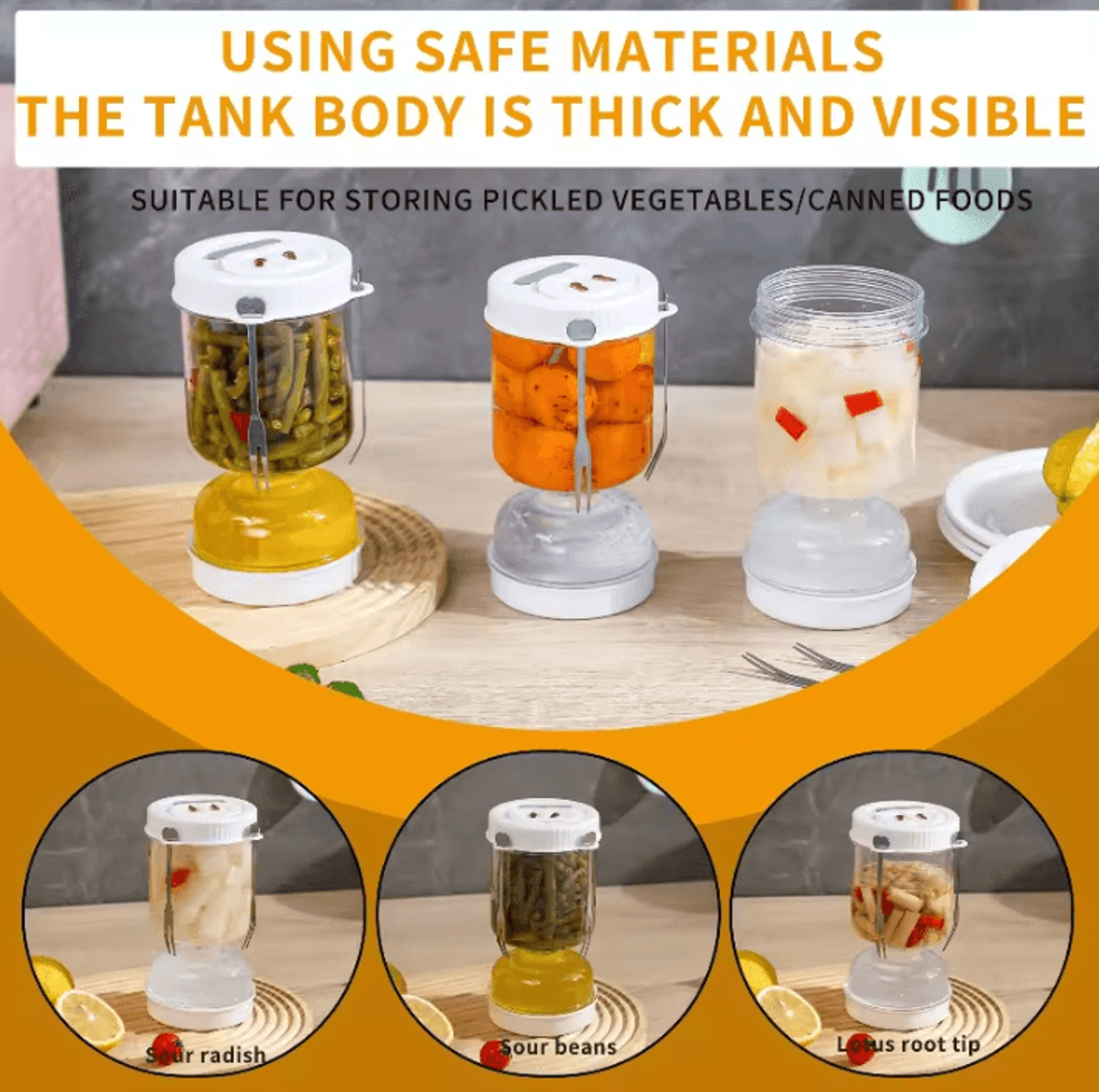 hourglass flip pickle jar with strainer & leakproof lid