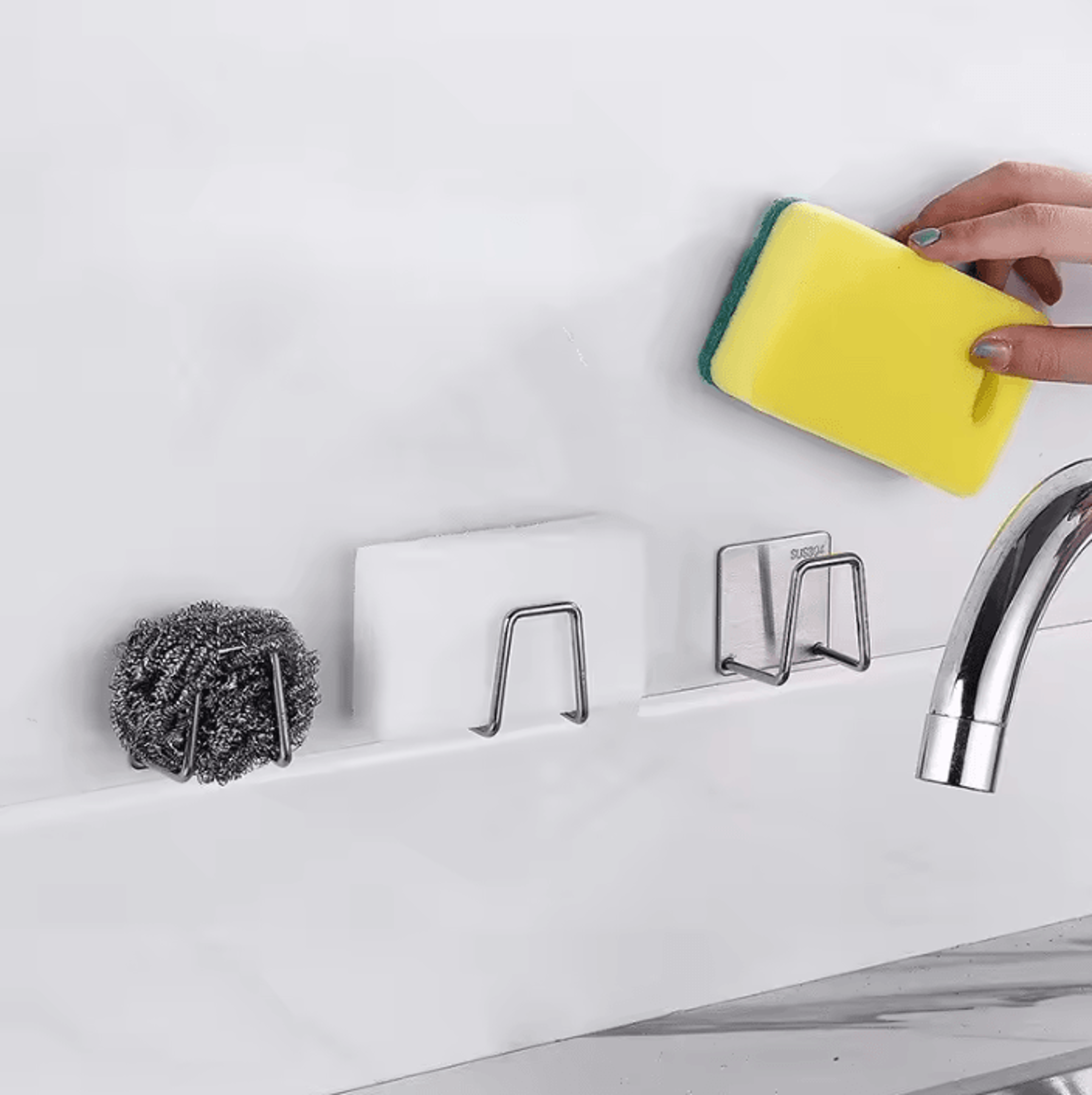 wall-mount kitchen sink organizer rack with cutting board holder