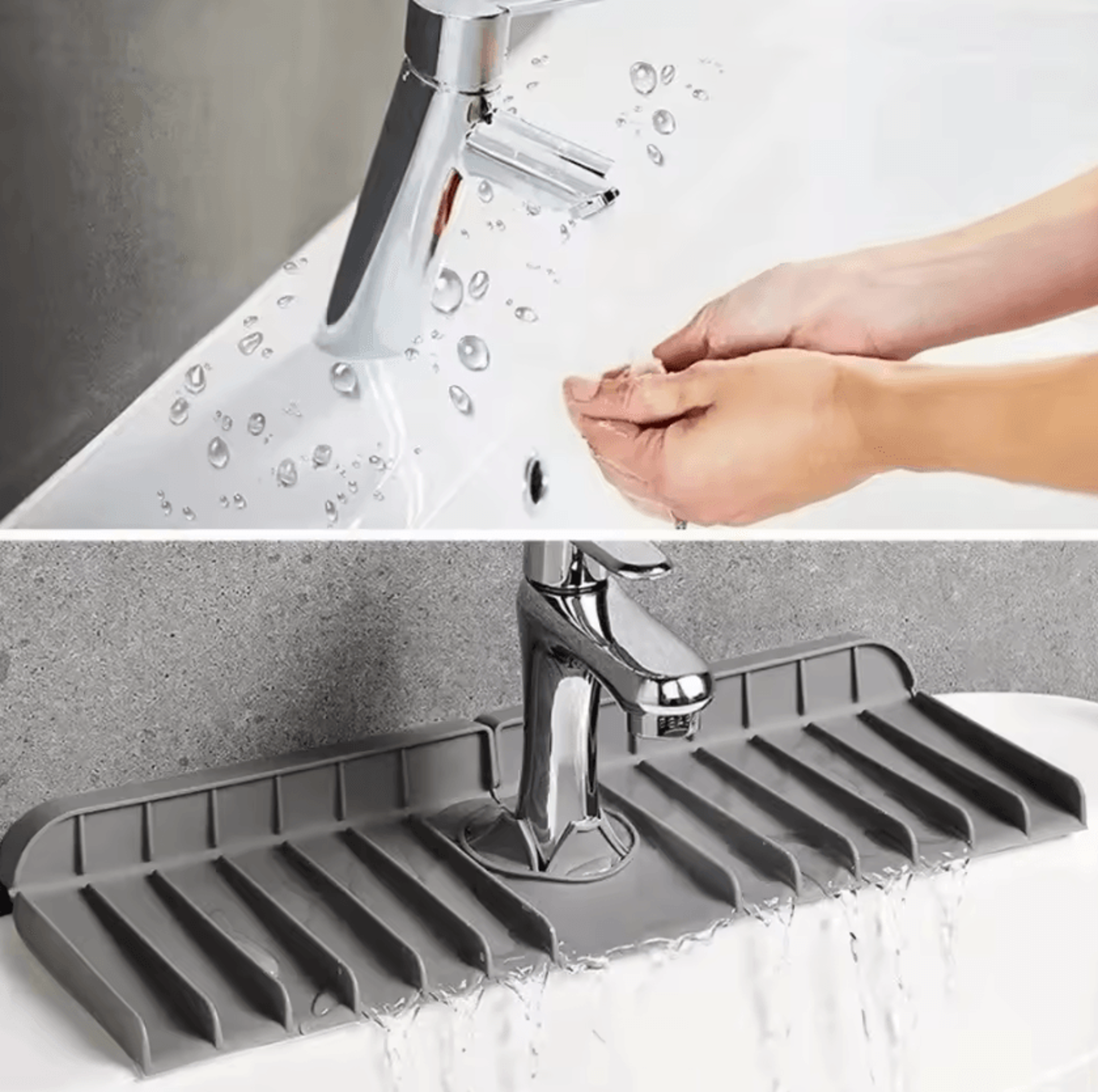 silicone faucet splash guard & sink organizer drying mat