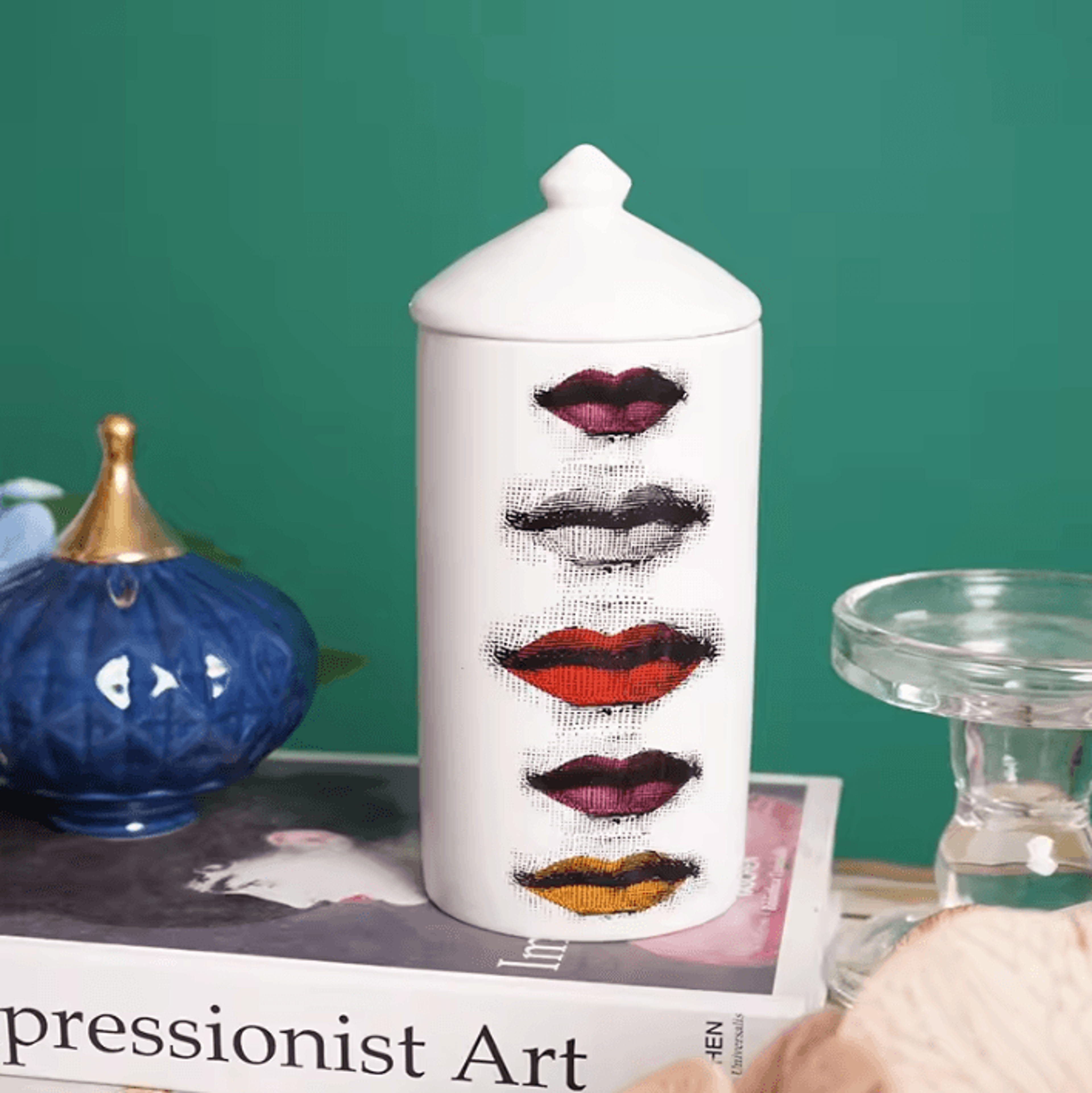 ceramic vanity storage jar & scented candle holder