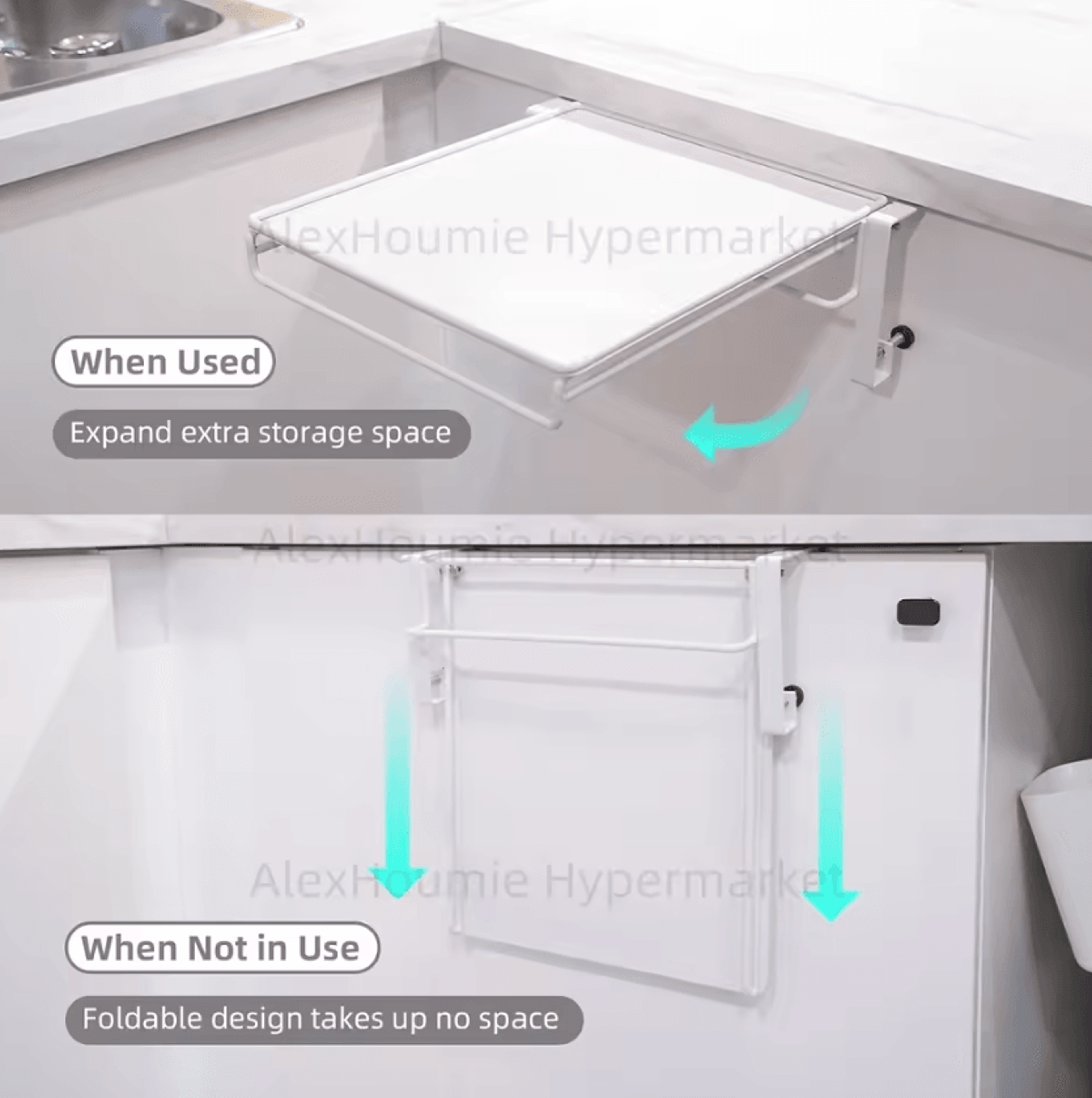foldaway stainless steel space saver shelf