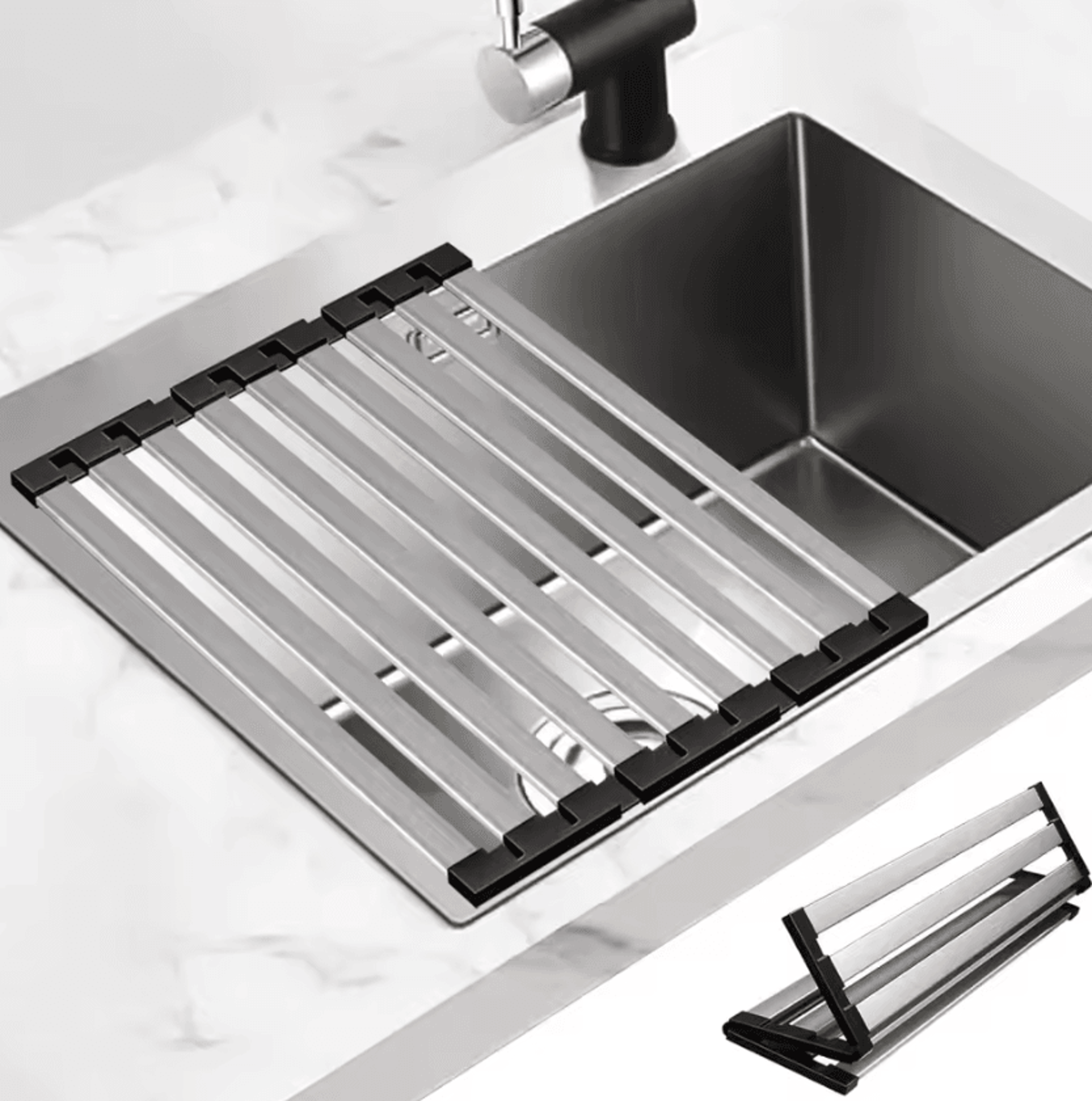 flexdrain 304 stainless steel expandable sink rack