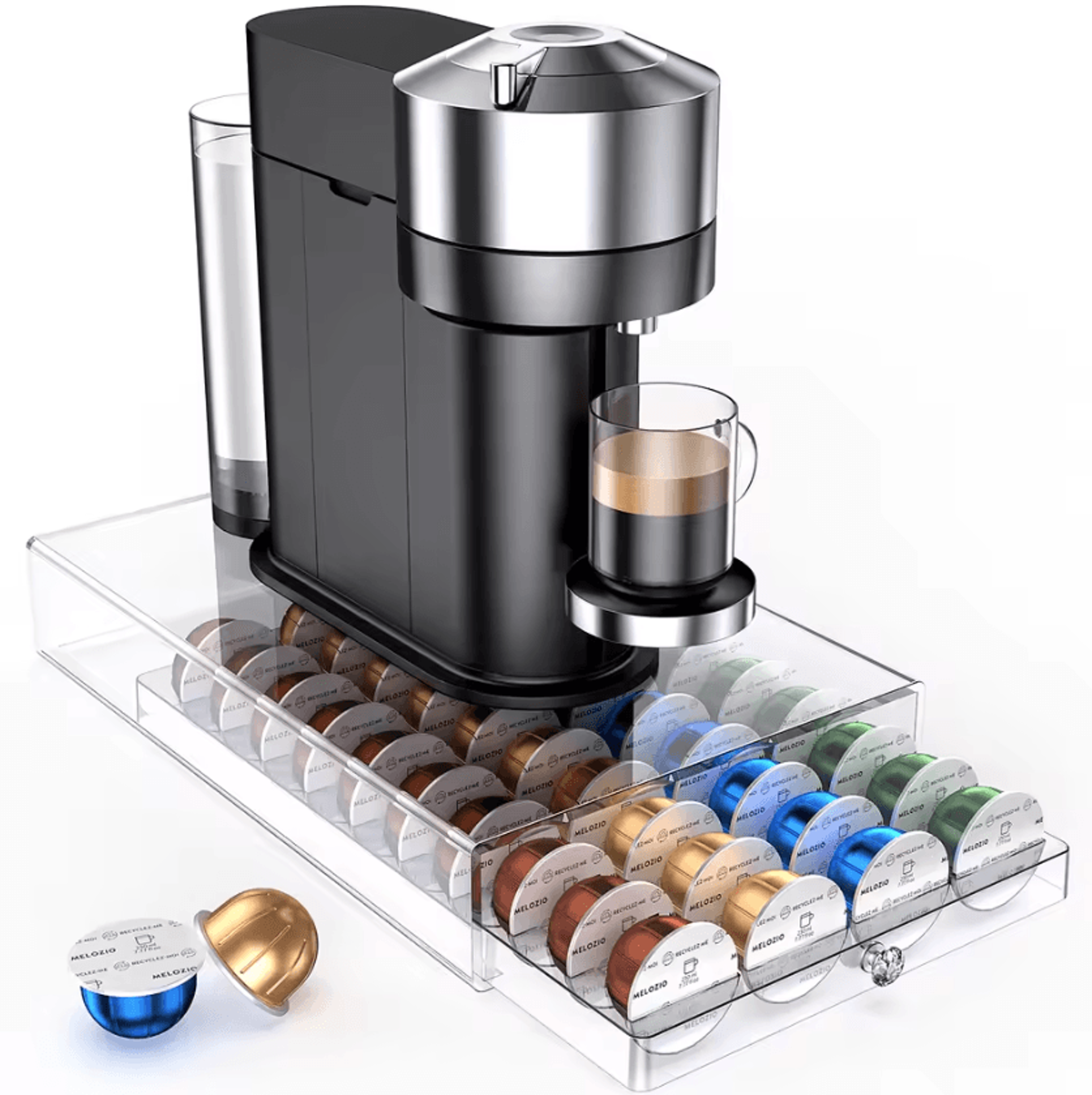 crystalclear nespresso vertuo pod storage drawer