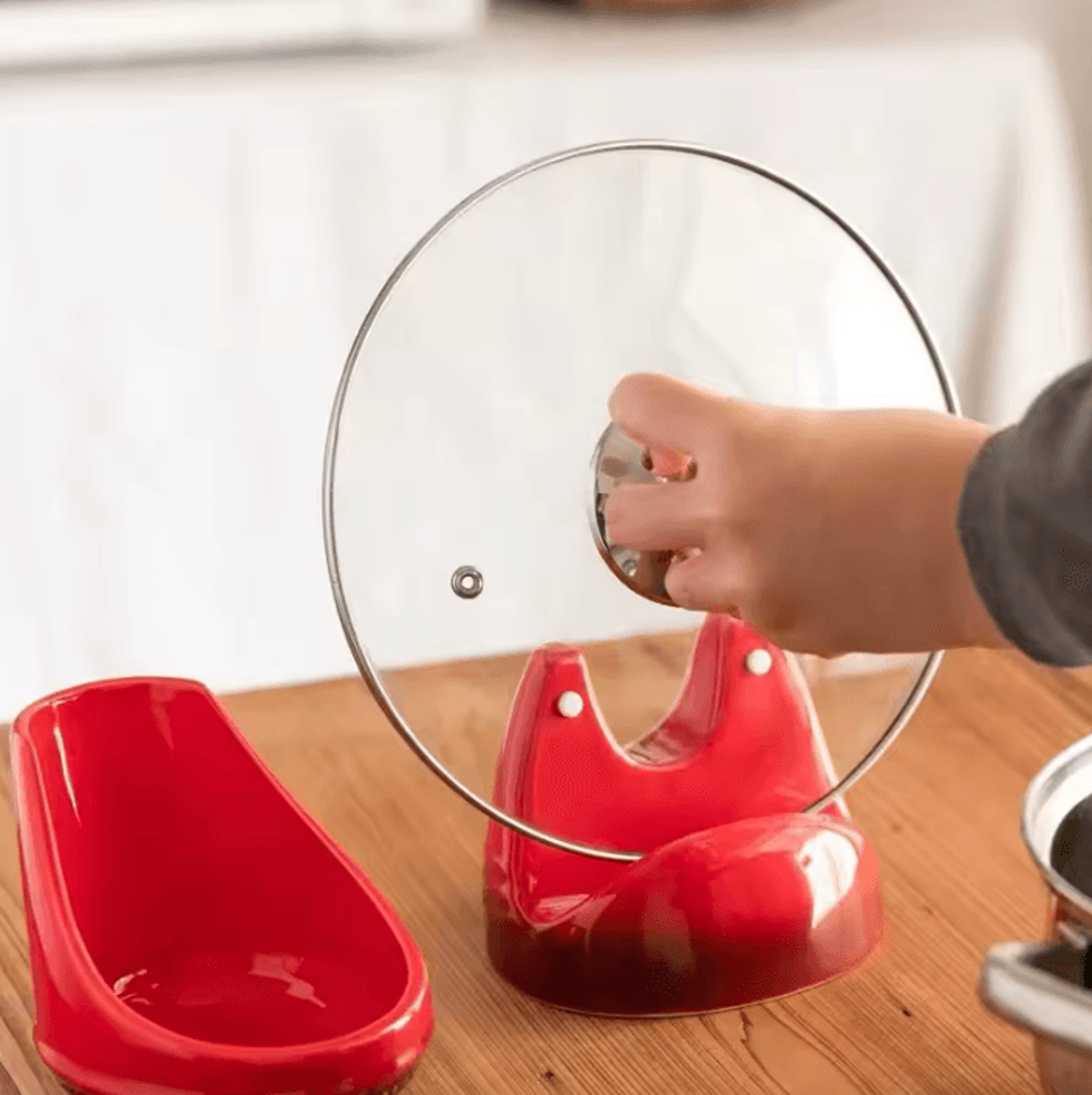 heritage ceramic lid & spoon rest stand