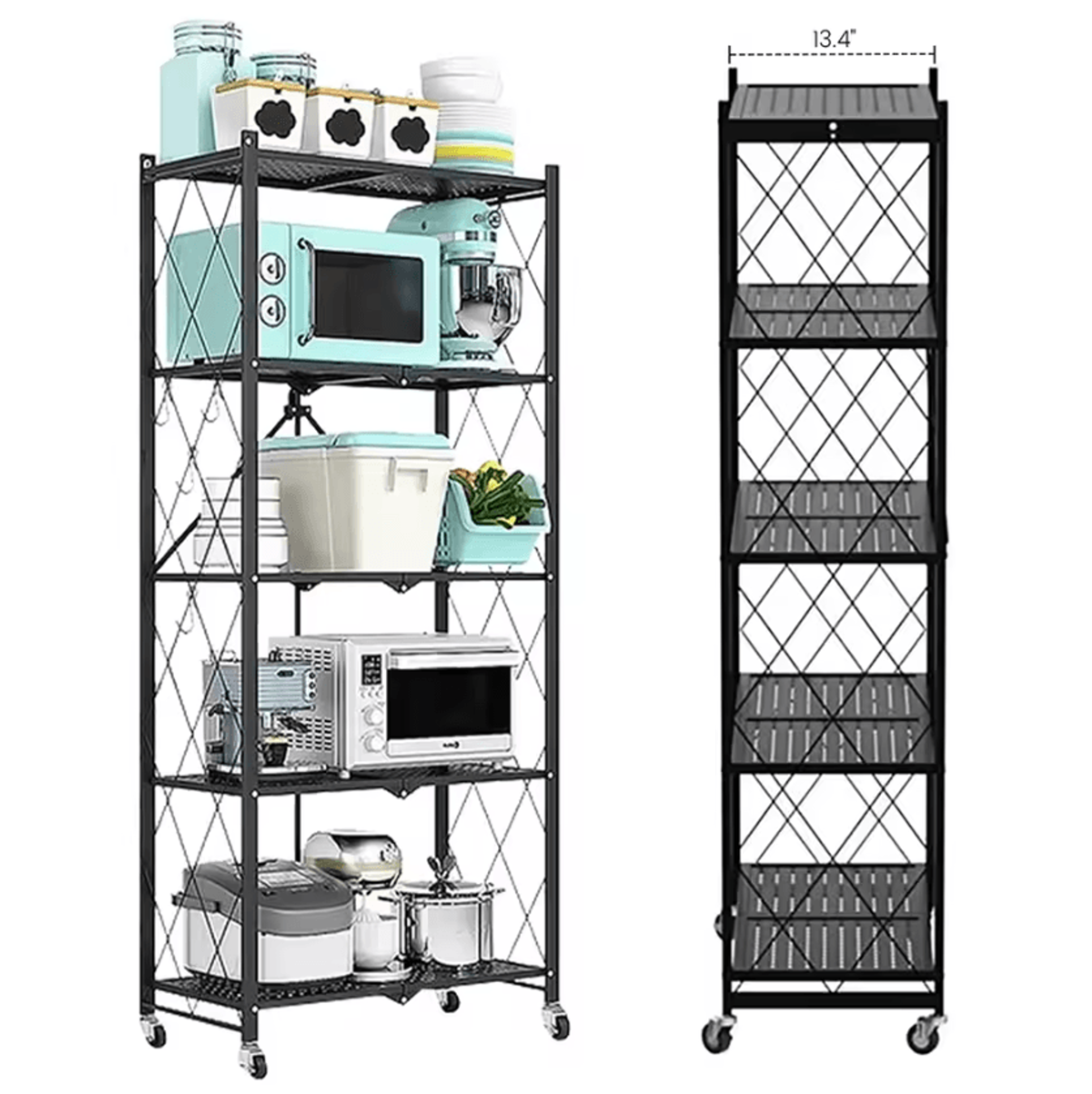 flexfold 5-tier rolling storage shelf