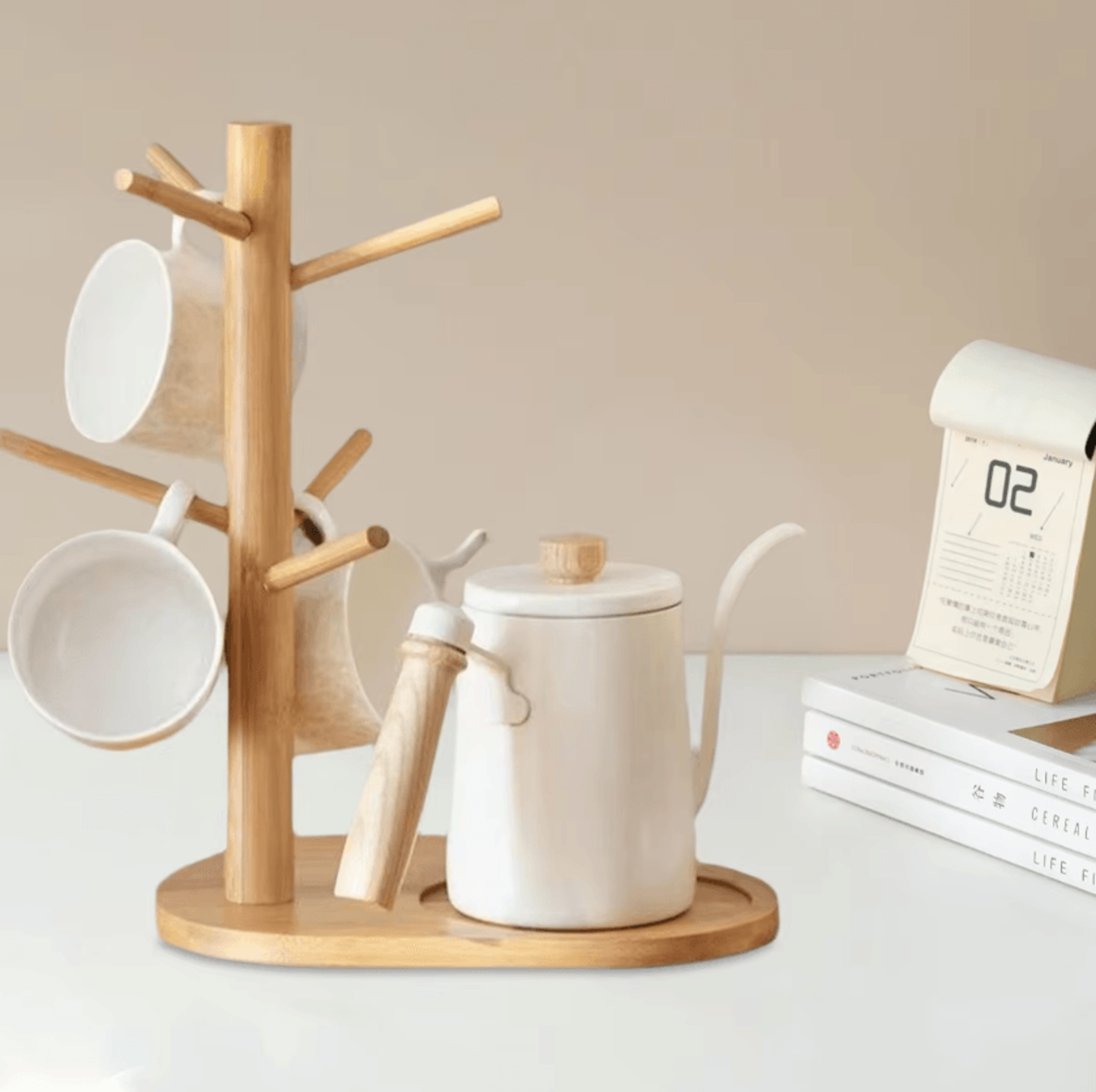 bamboo mug tree coffee cup holder