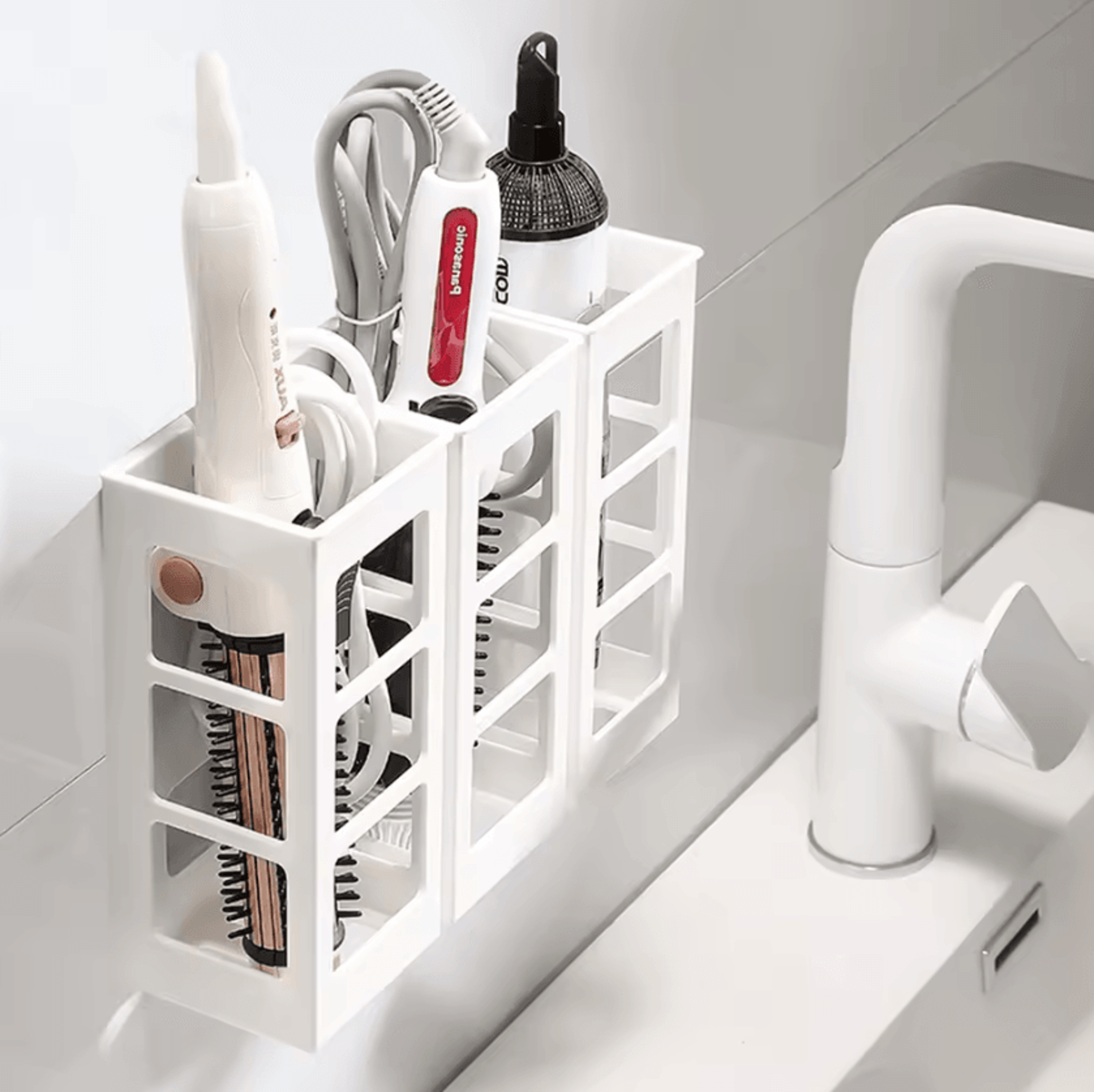 stylestation wall-mounted hair tool organizer