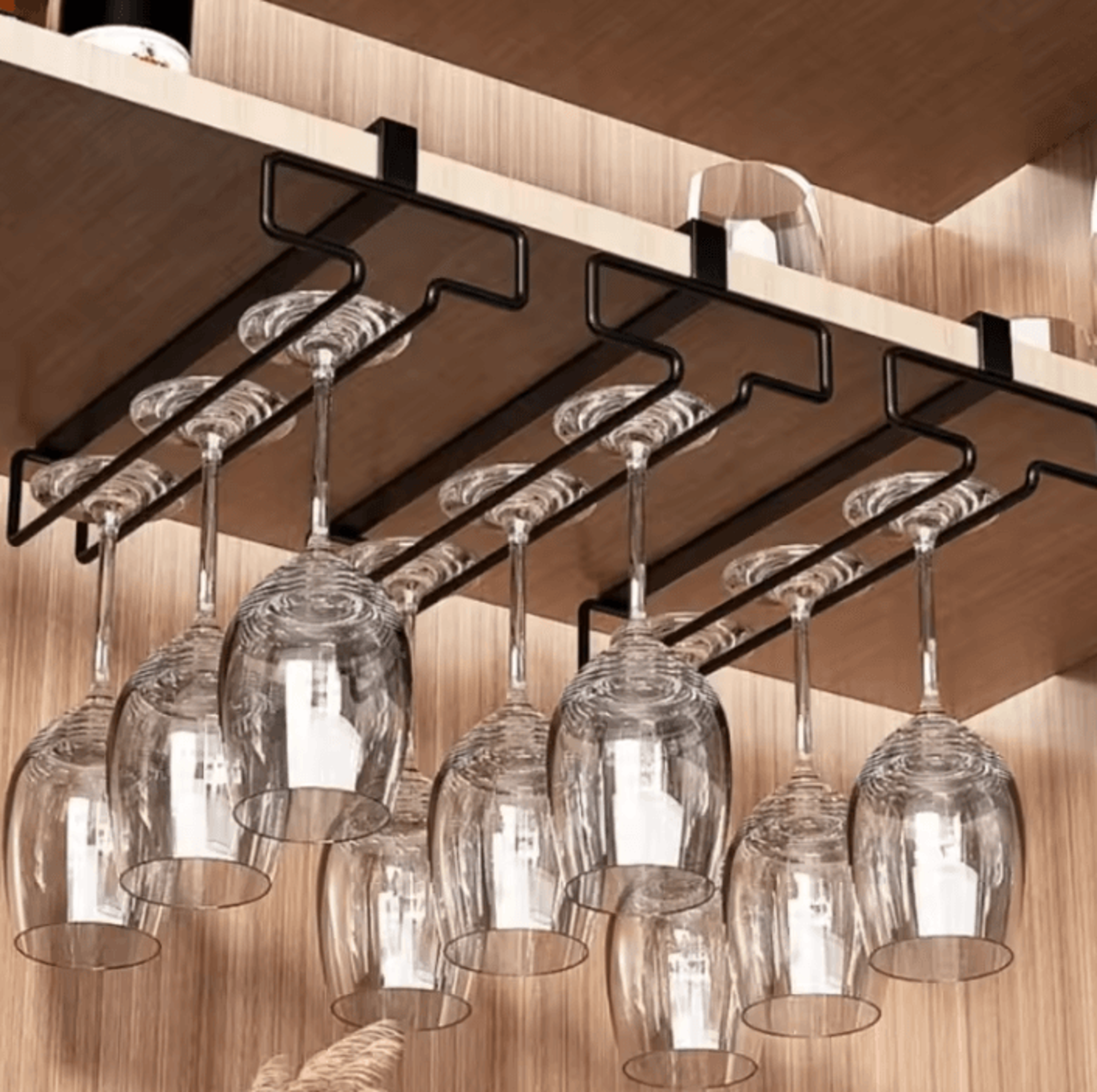 under-cabinet wine glass holder – no-drill hanging stemware rack