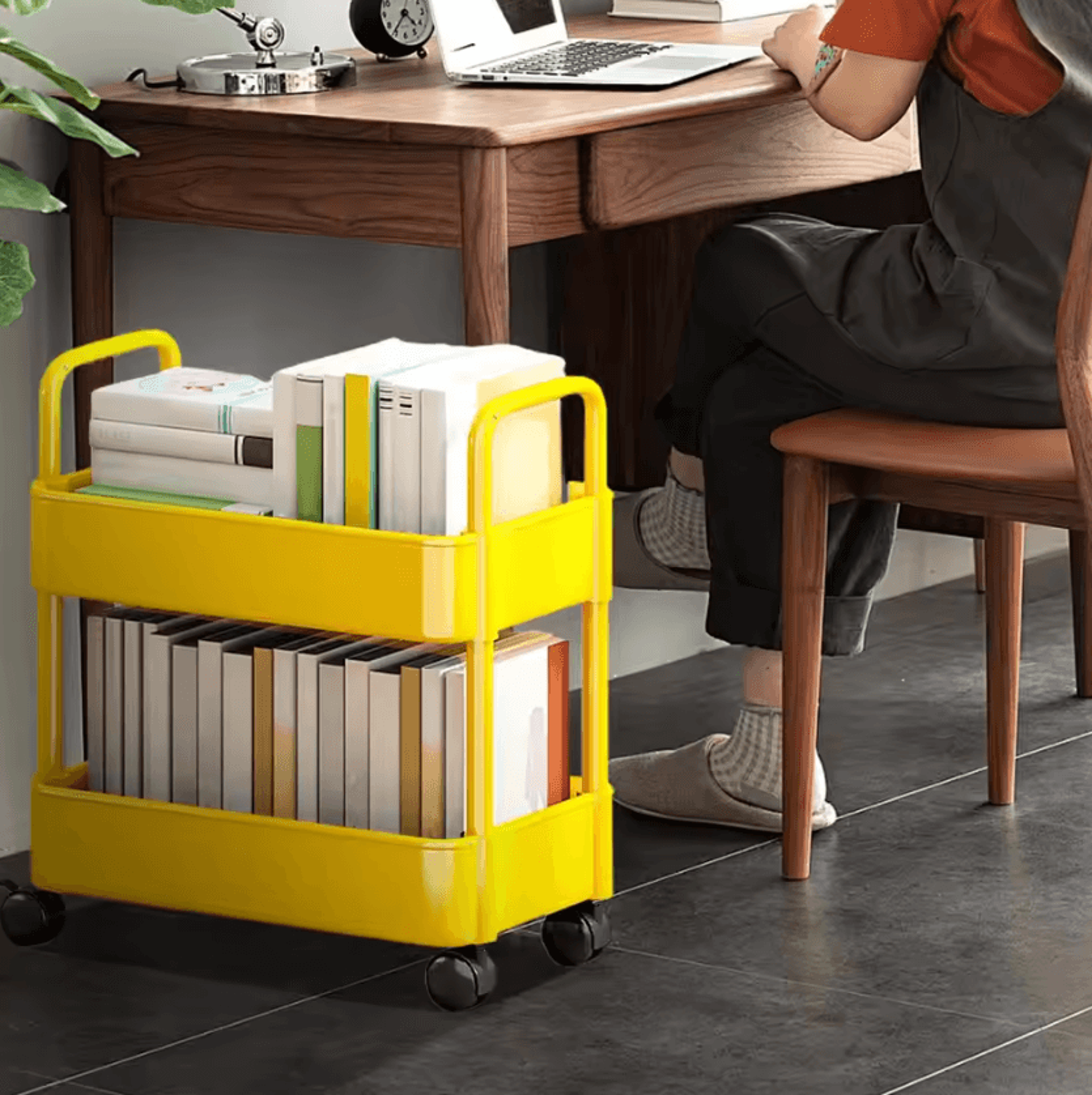slimslide rolling storage cart – 2-tier mobile organizer rack