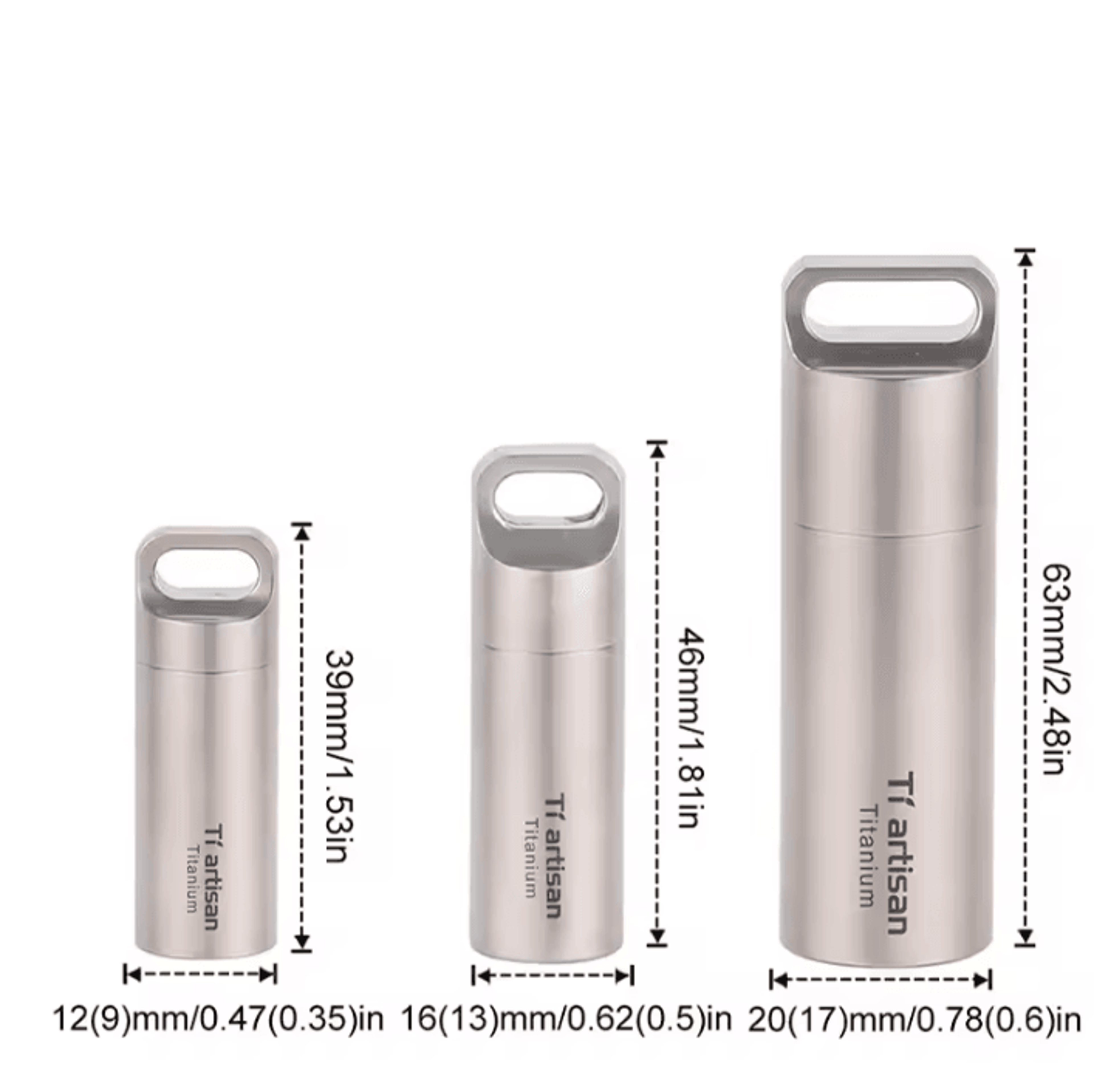 tiartisan titanium pill capsule keychain – waterproof edc storage case