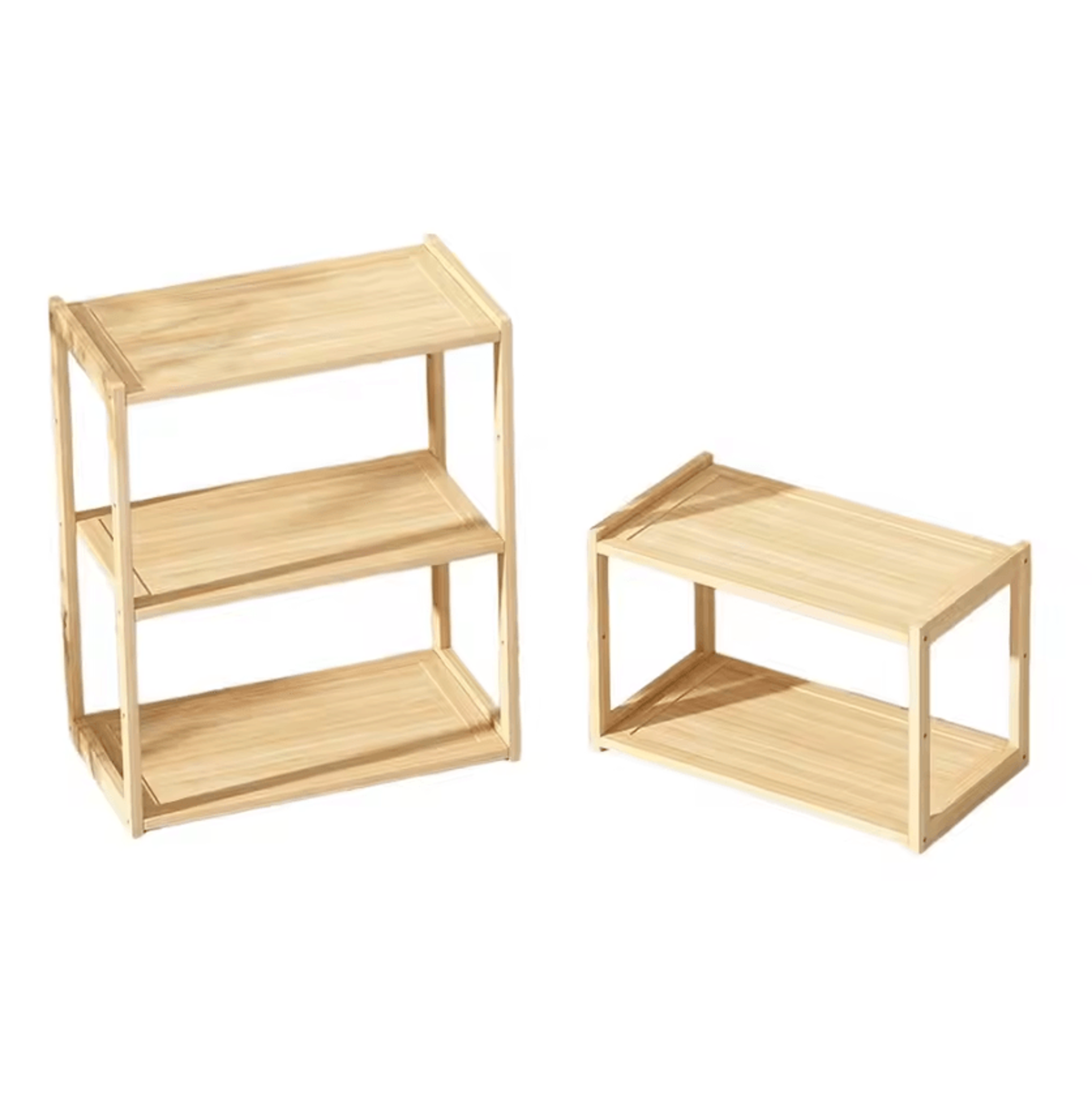 rustic wooden desktop display shelf – multi-tier countertop storage organizer