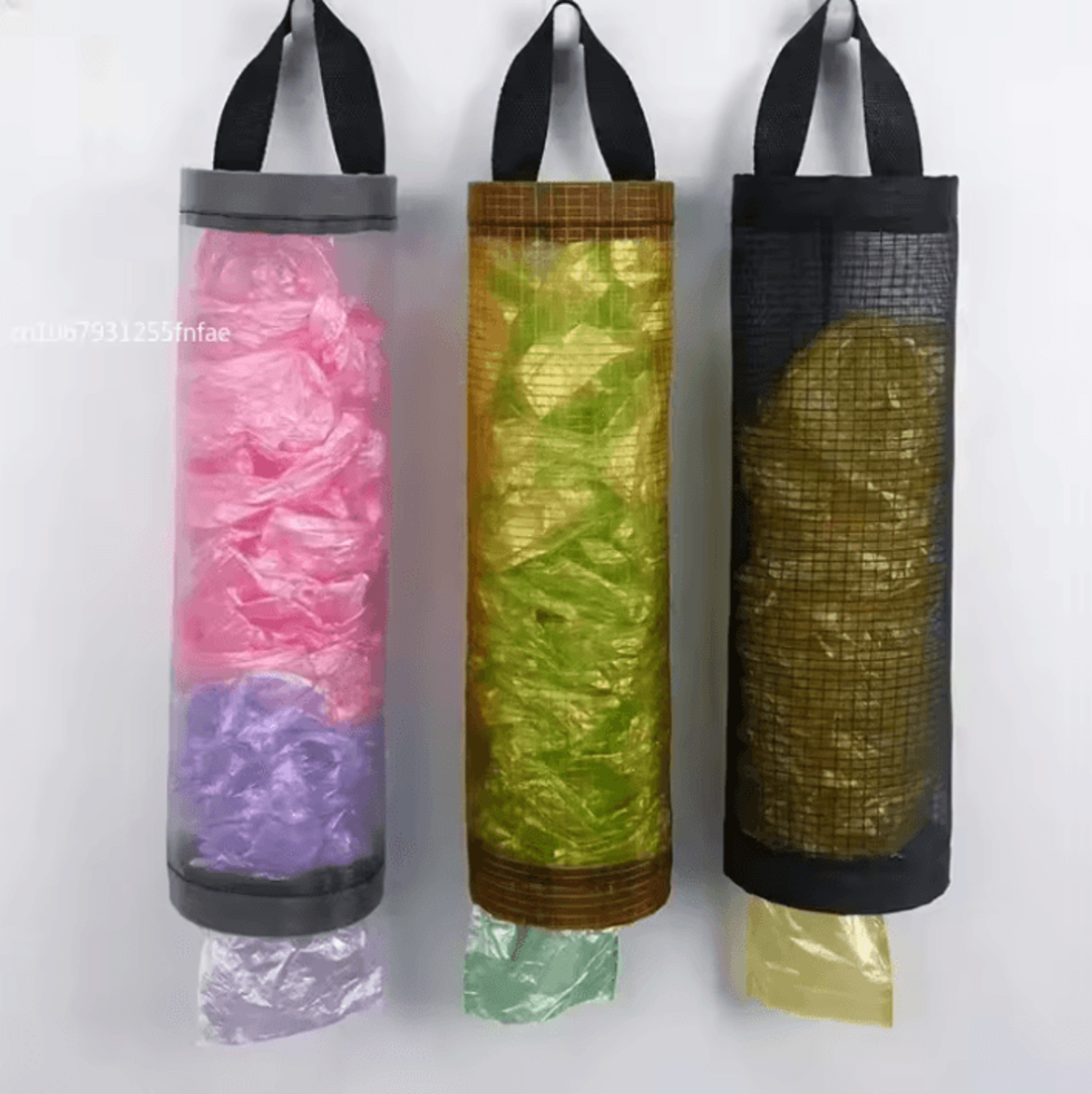 wall-mount grocery bag holder – hanging plastic bag storage dispenser