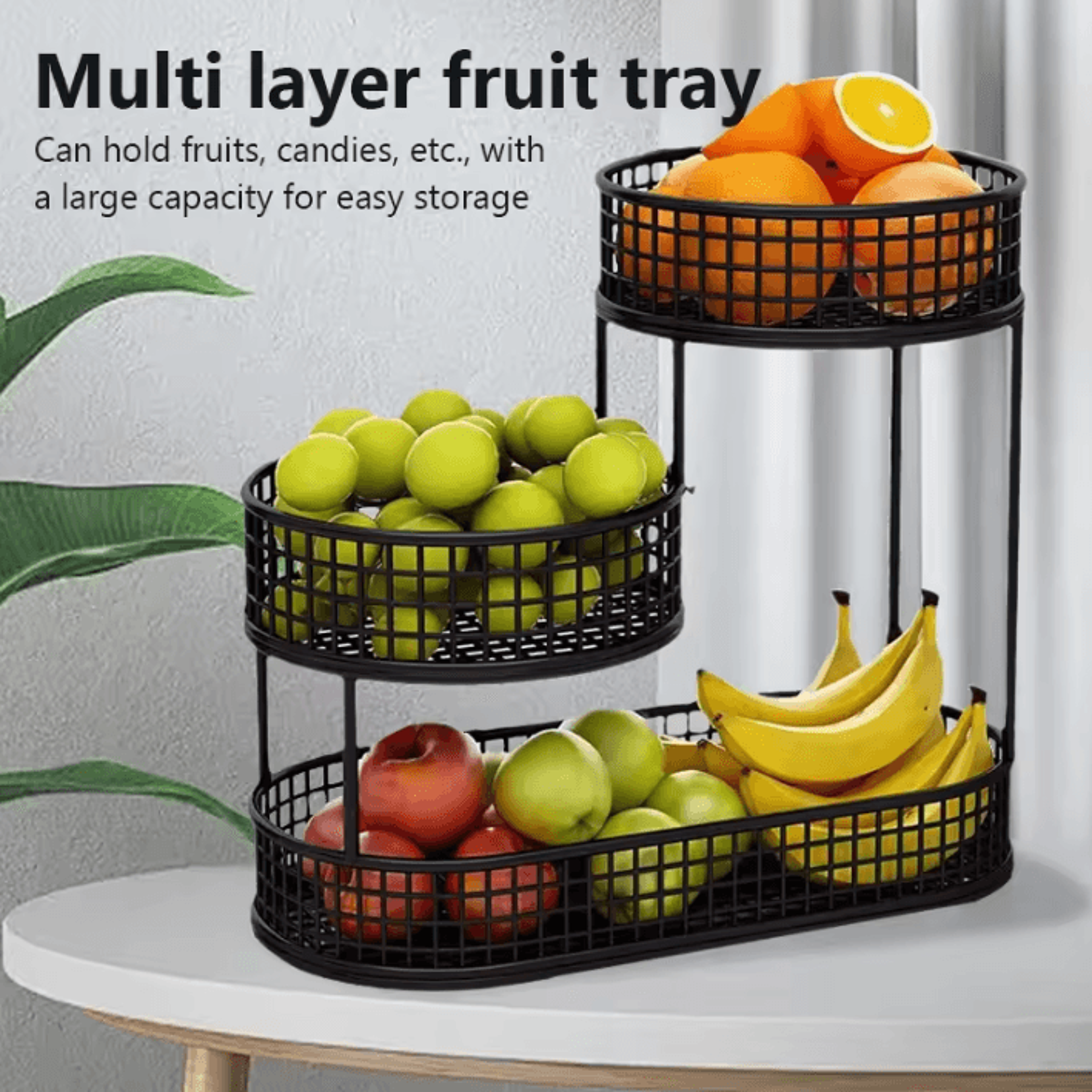 stackable fruit & snack organizer – multi-layer kitchen storage basket