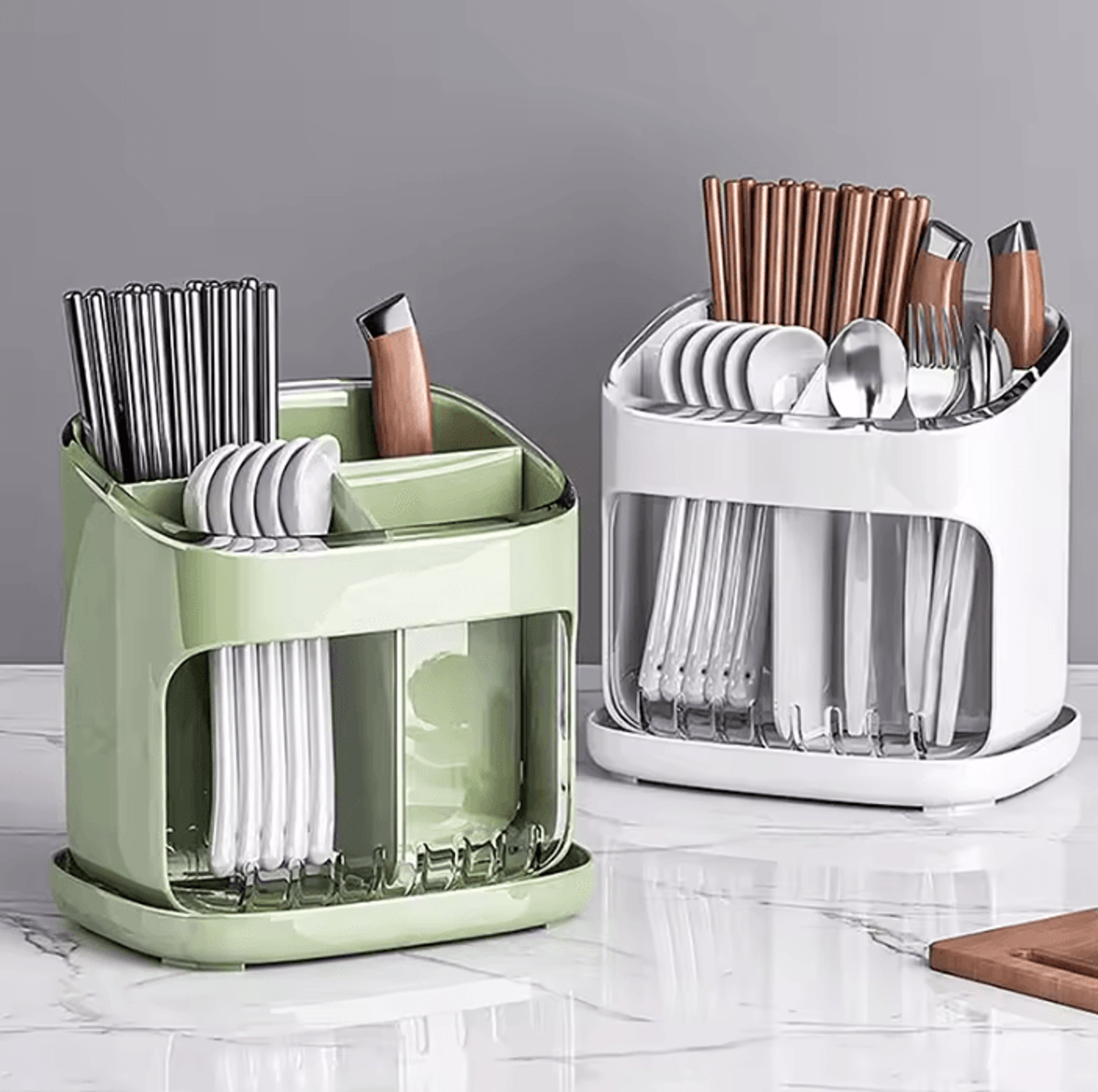 large capacity chopstick holder – tableware organizer with drain tray