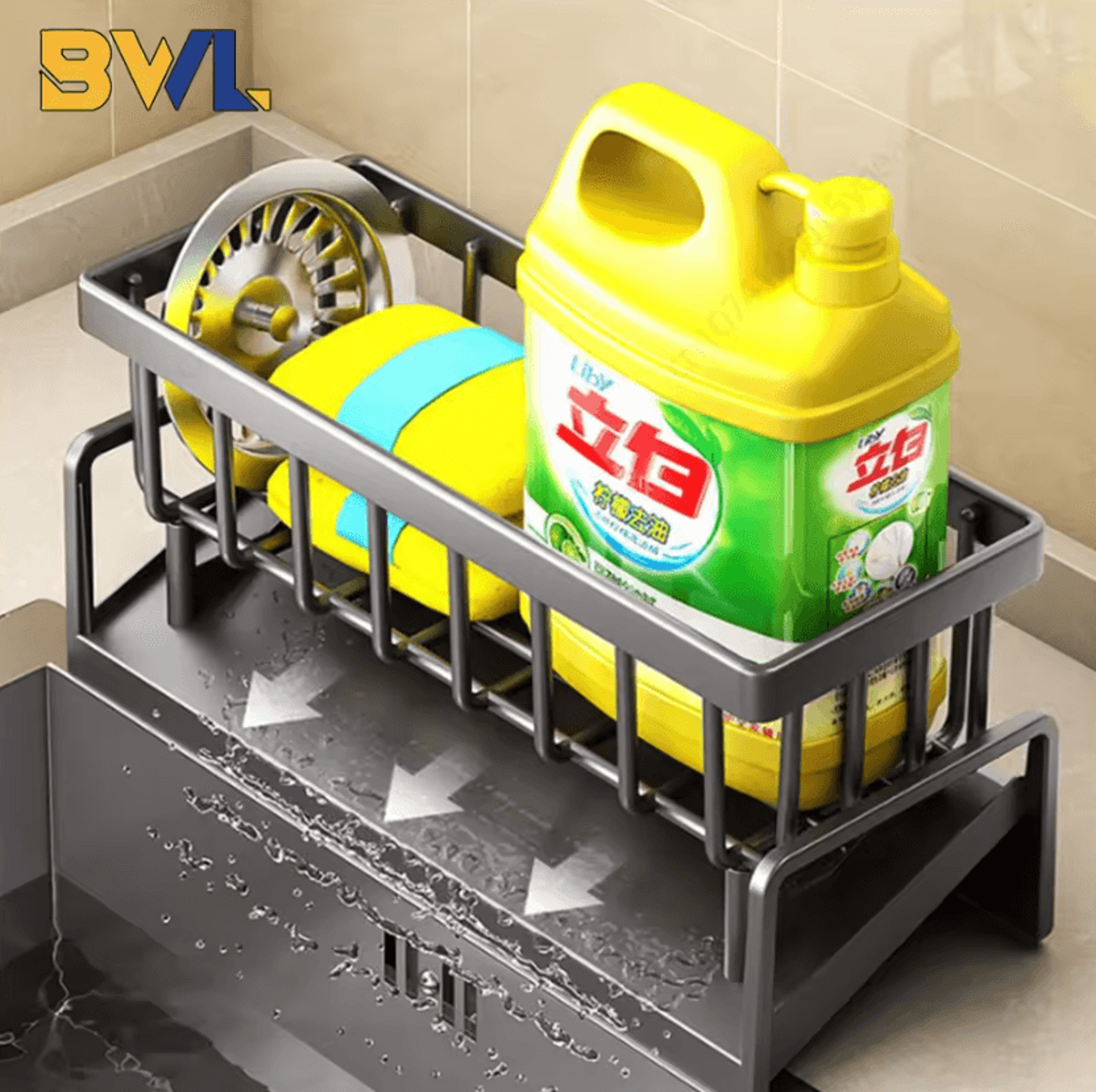 sink faucet storage rack – no-drill kitchen drainage organizer