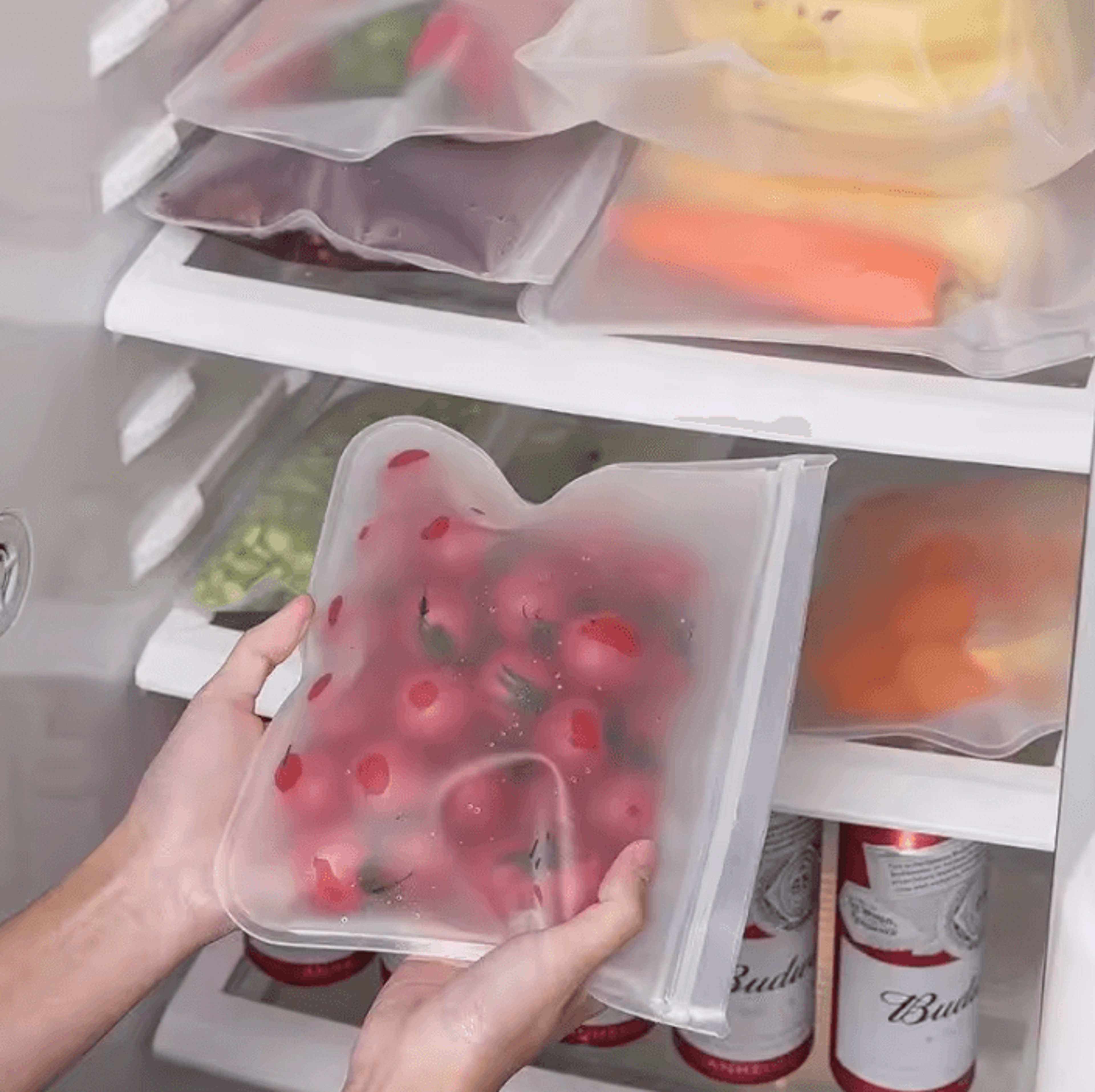 stand-up silicone food storage bags – reusable leakproof fresh food containers