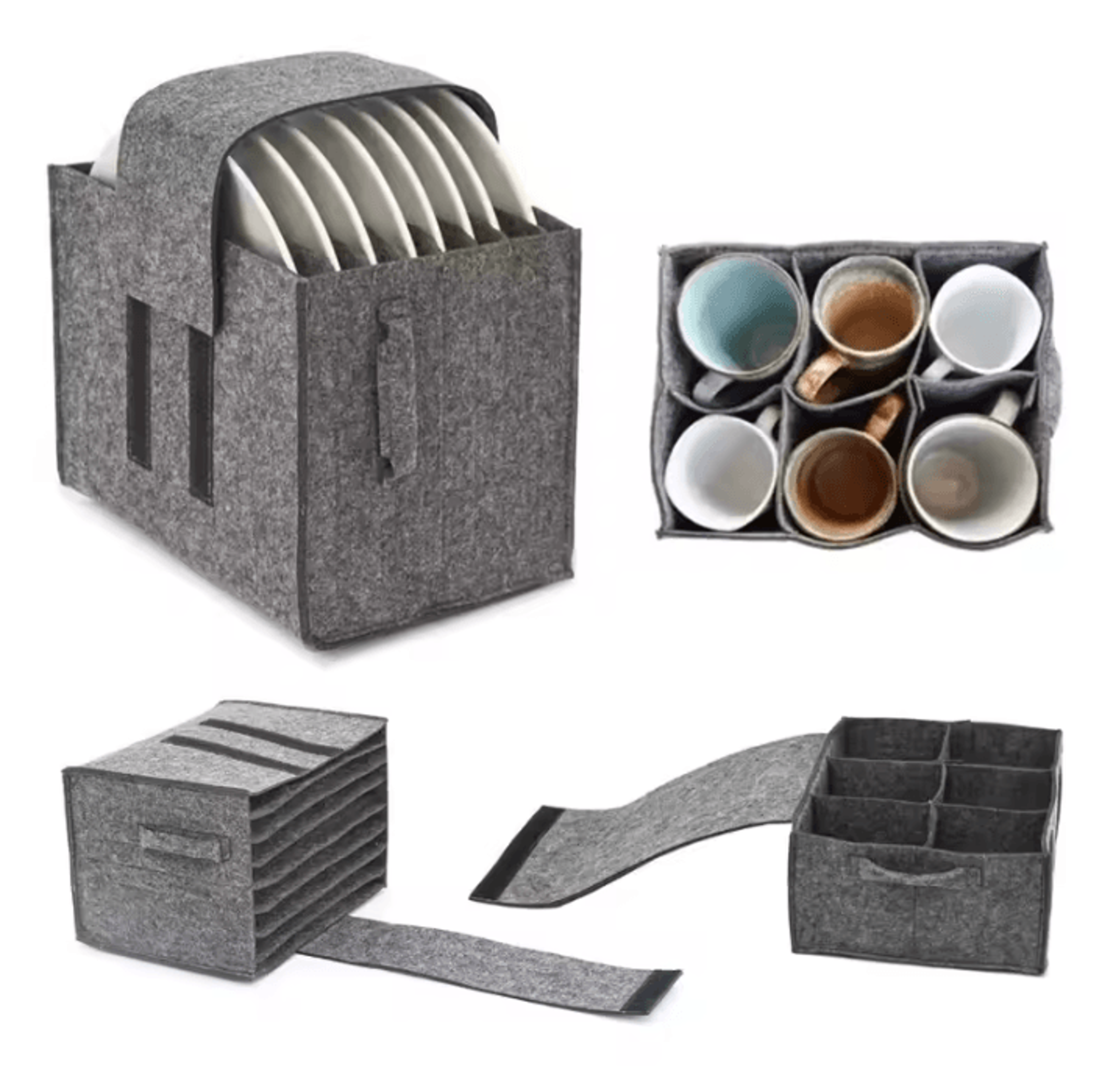 felt dish & cup storage protector – layered tableware organizer bag