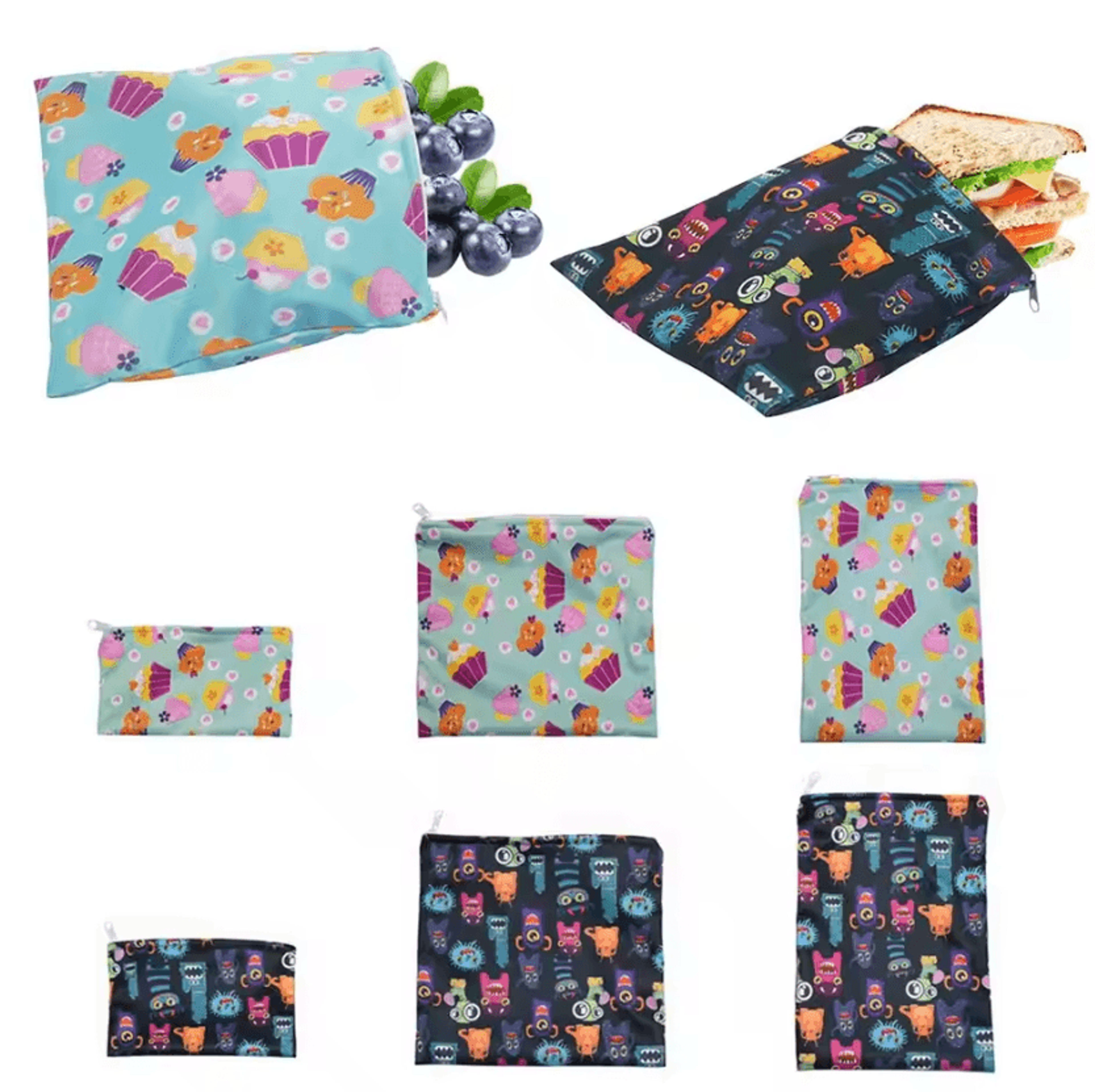 reusable food storage bag set – leakproof freezer & snack storage pouches
