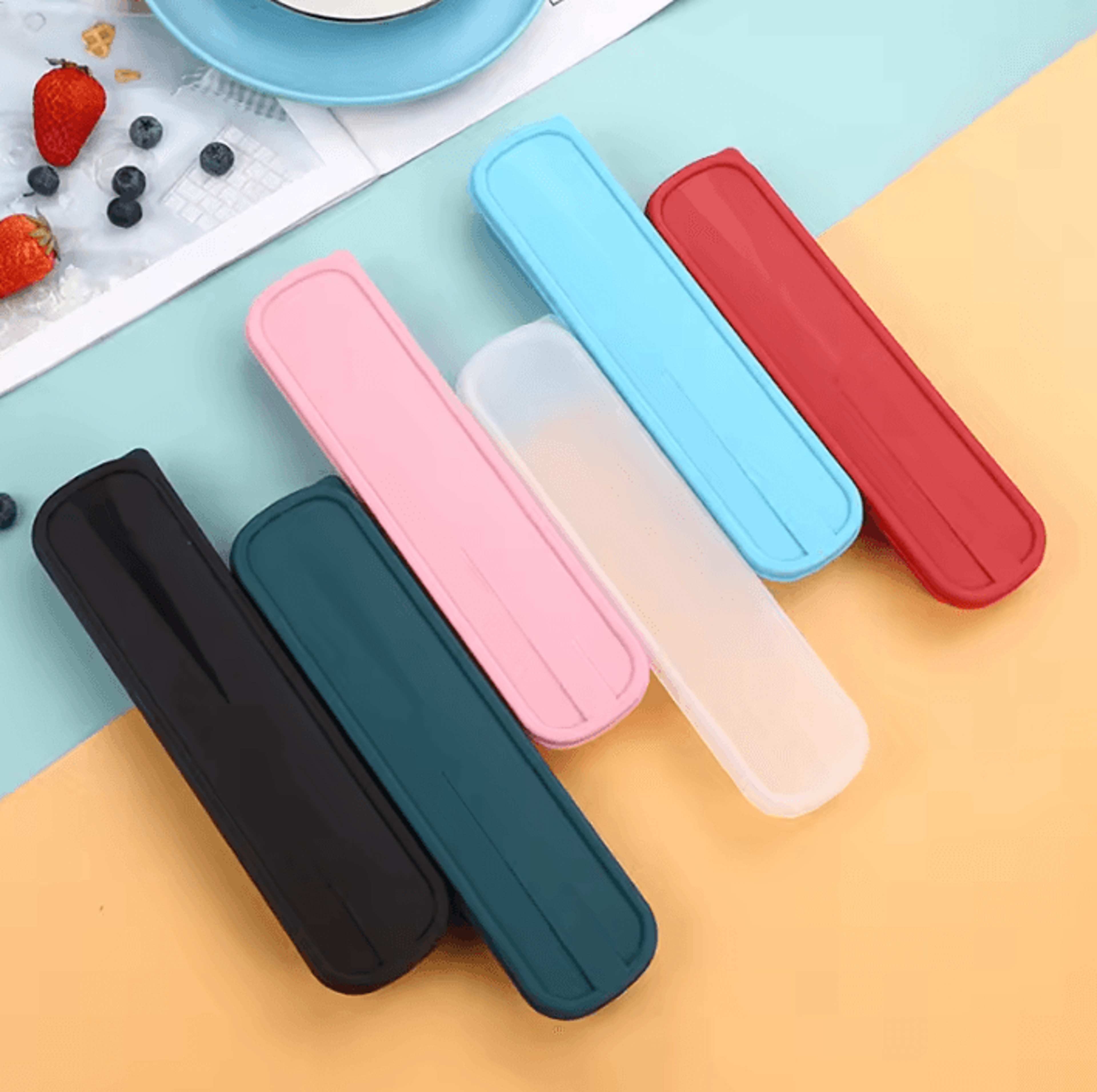 portable cutlery storage case – flip-top spoon & chopstick organizer