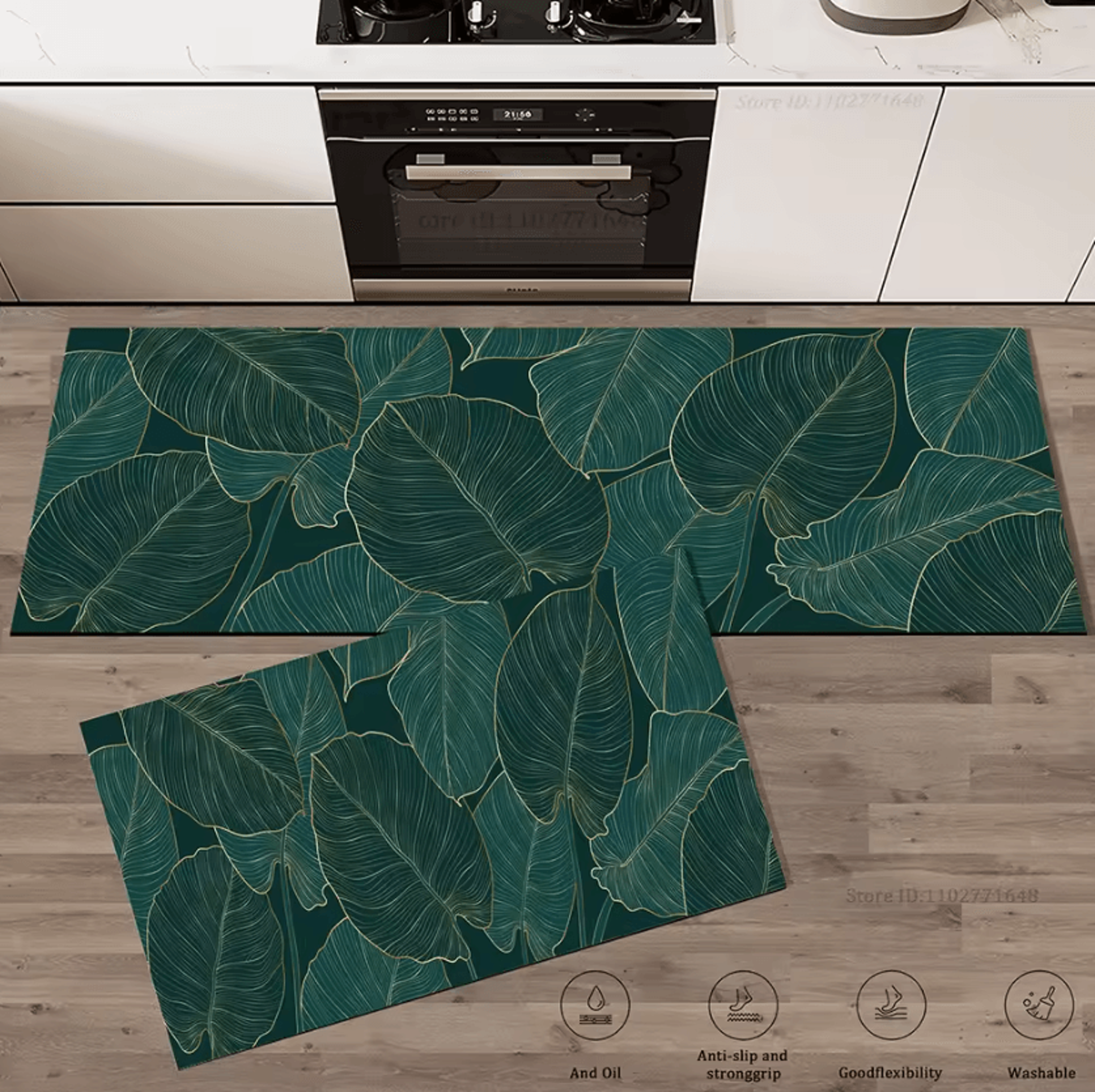 green leaf quick-dry absorbent kitchen & entryway mat