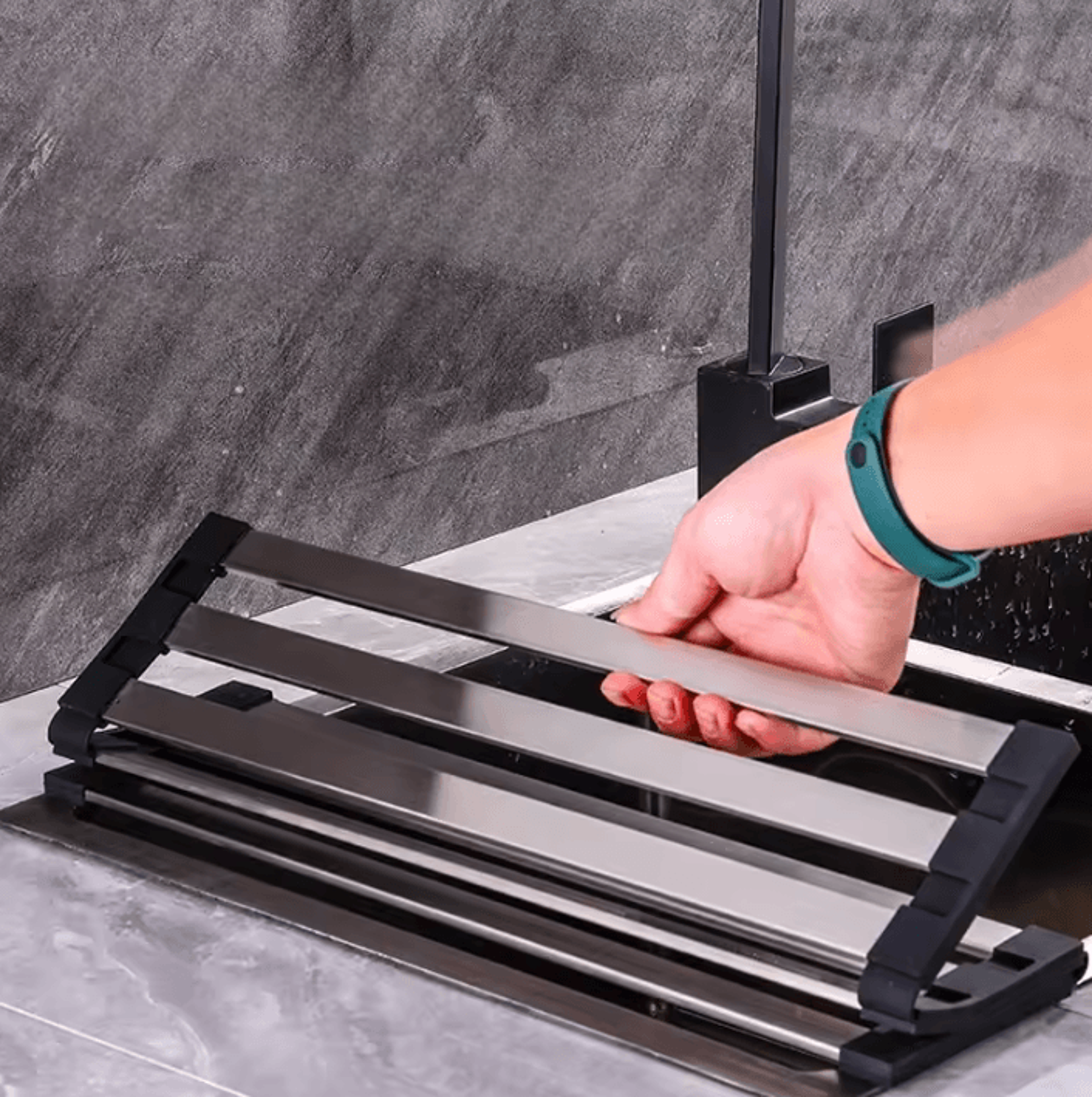 flexdry 304 stainless steel roll-up sink drying rack
