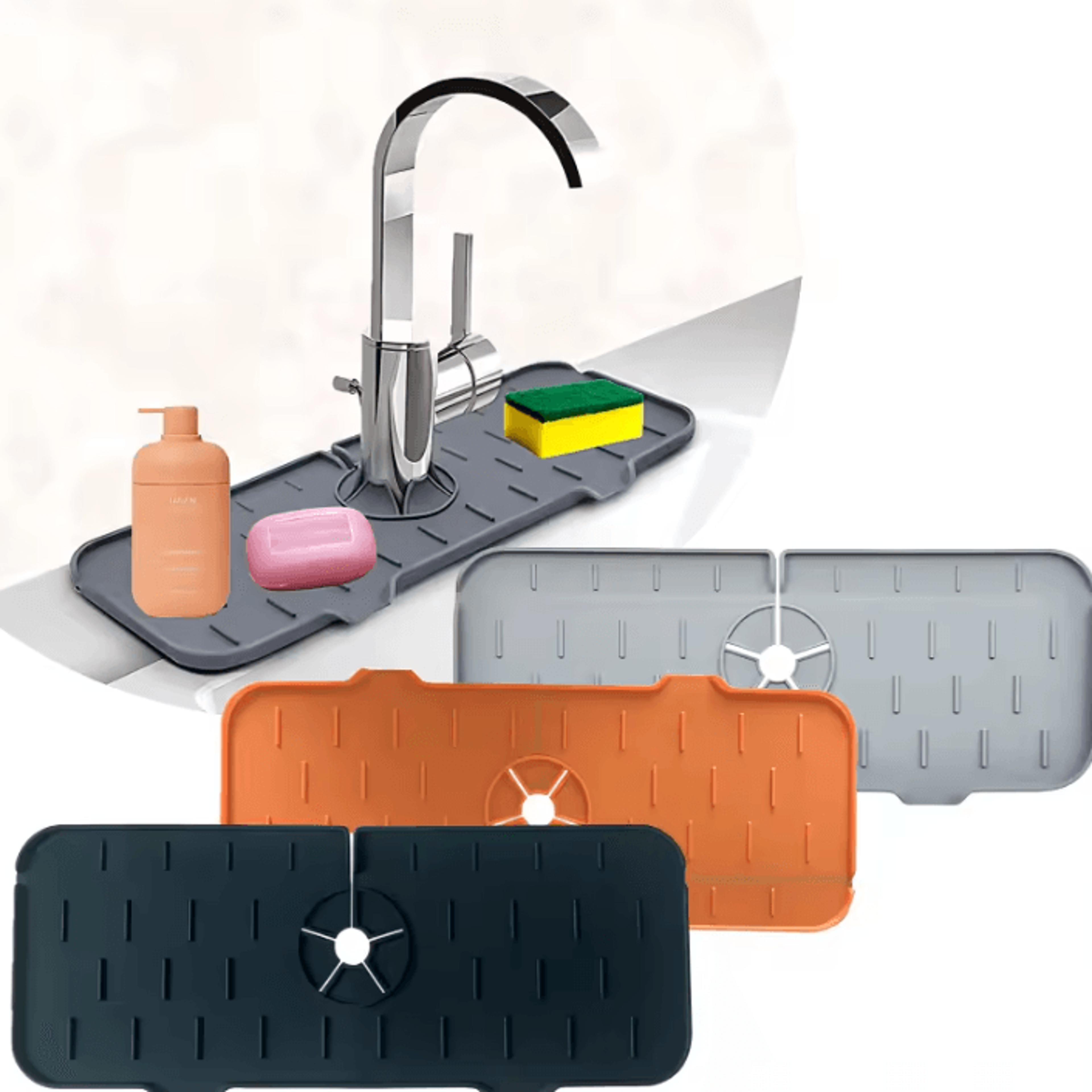 dryguard silicone faucet splash catcher & sink organizer mat