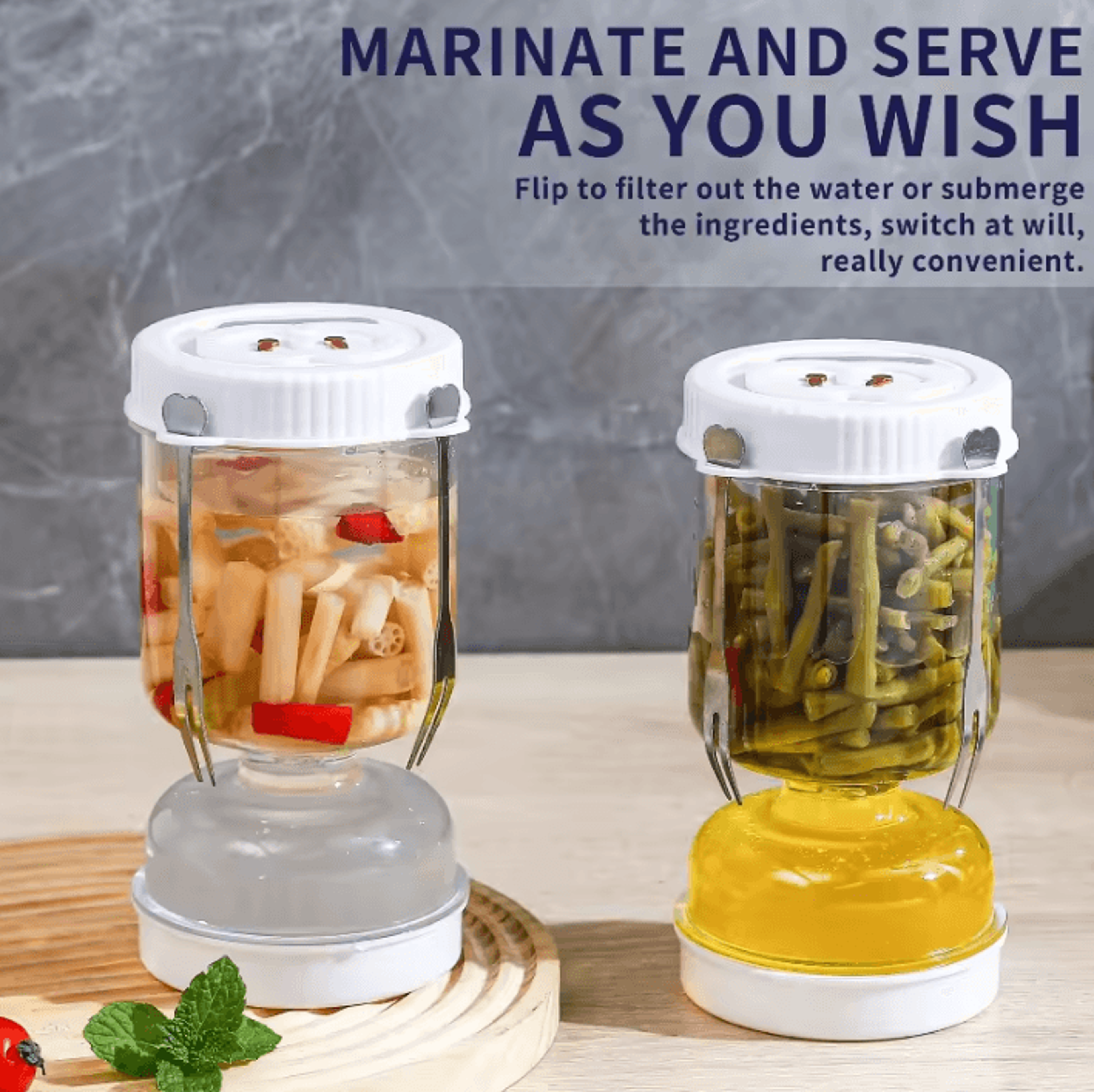 flipfresh hourglass pickle & kimchi storage jar with strainer