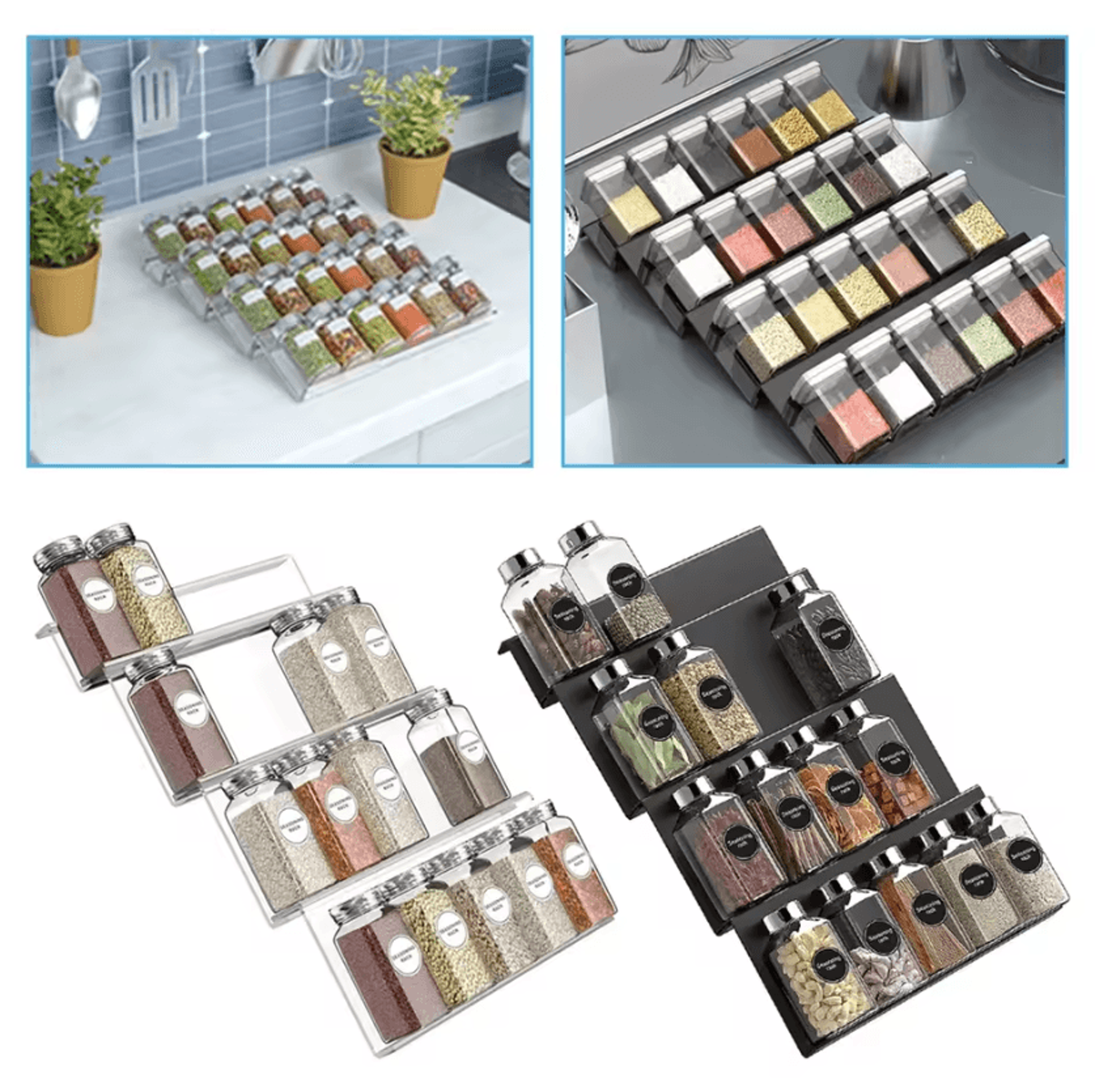 spicemax 4-tier expandable acrylic spice organizer rack